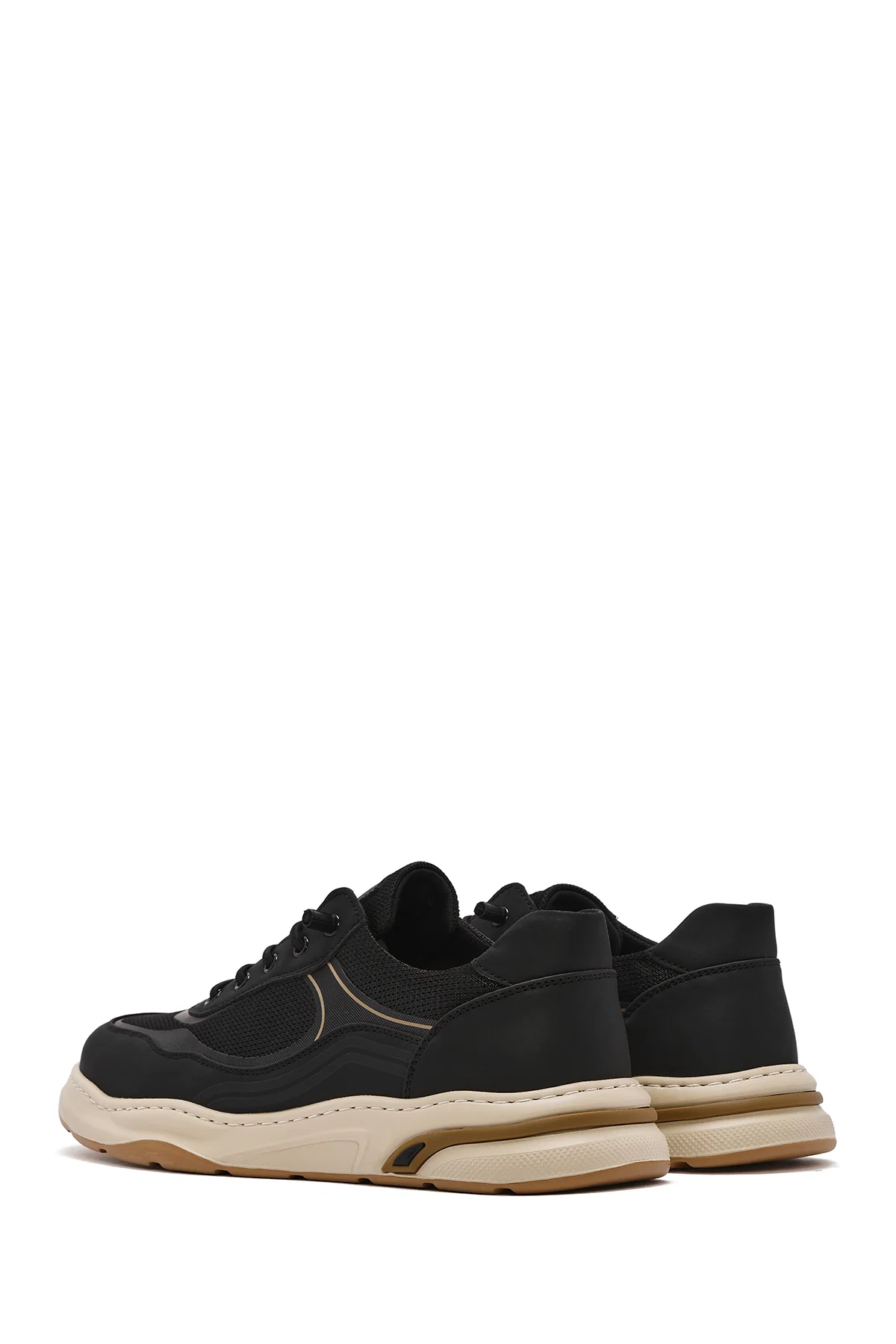Erkek Siyah Bağcıklı Deri Sneaker - Image 5