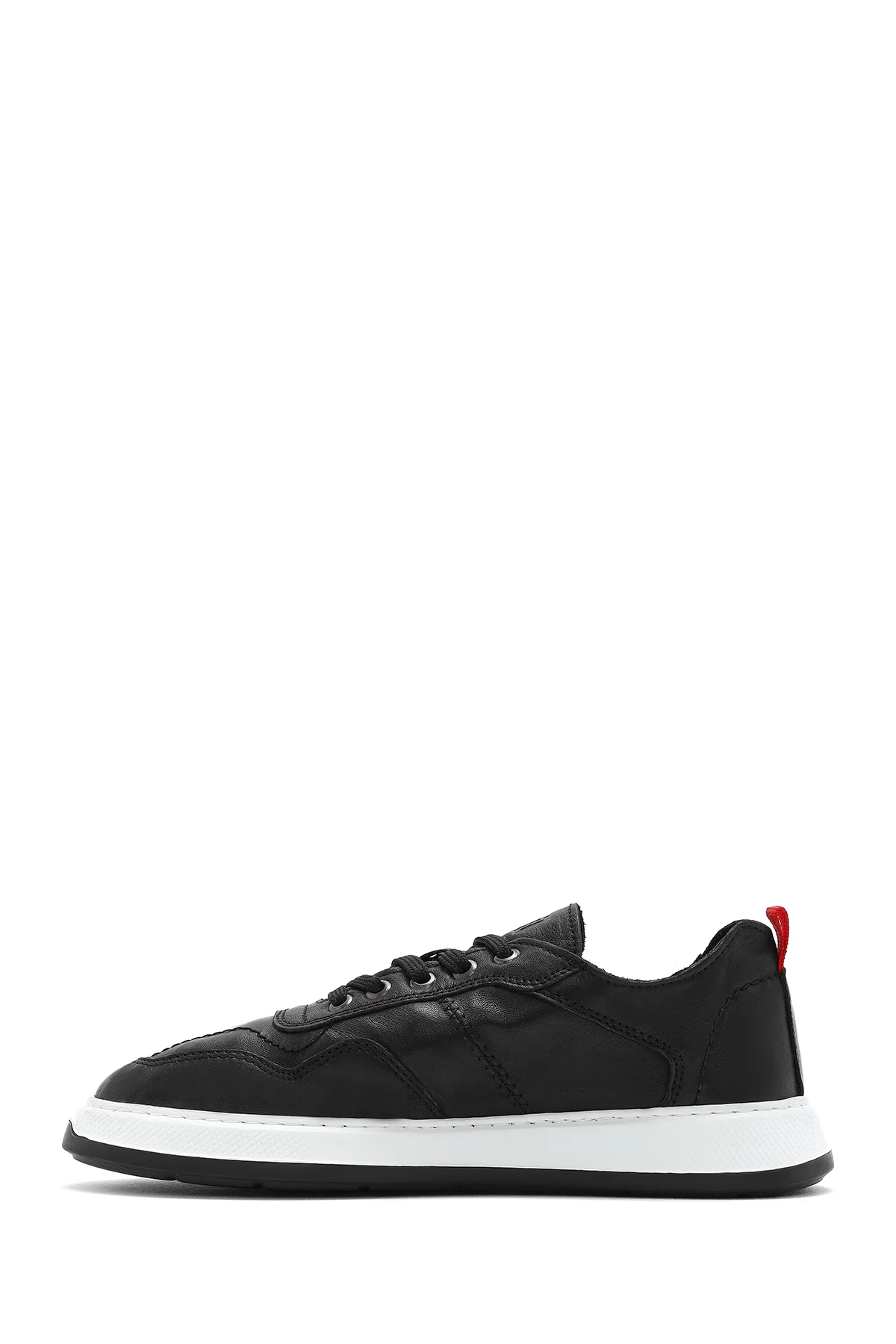 Erkek Siyah Bağcıklı Deri Sneaker - Image 2