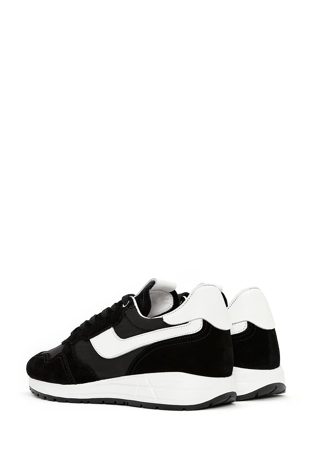 Erkek Siyah Bağcıklı Deri Sneaker - Image 5