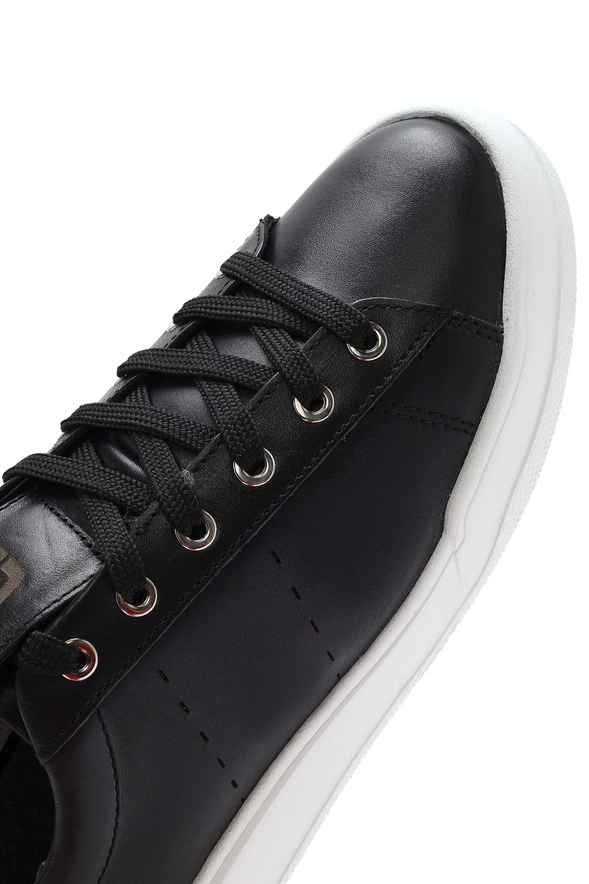 Erkek Siyah Bağcıklı Deri Sneaker - Image 9