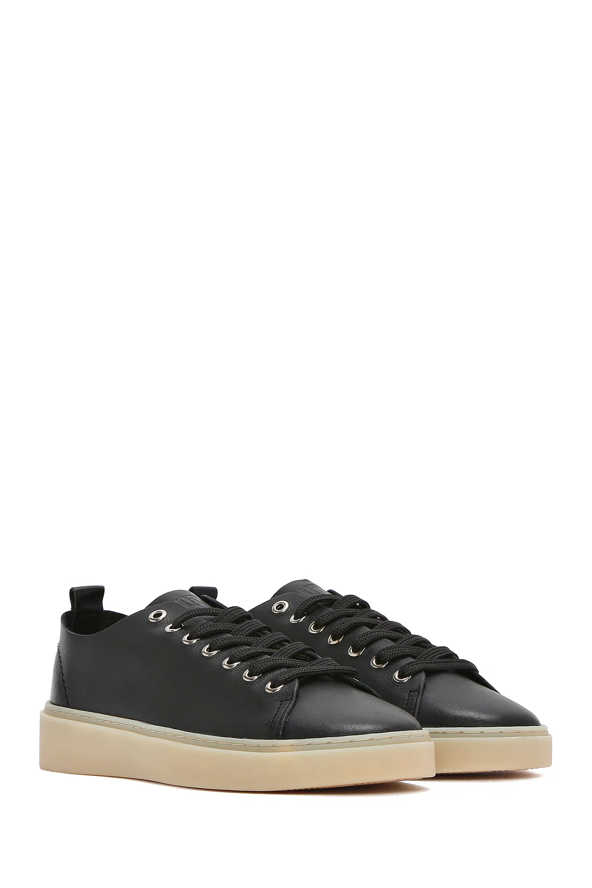 Erkek Siyah Bağcıklı Deri Sneaker - Image 3