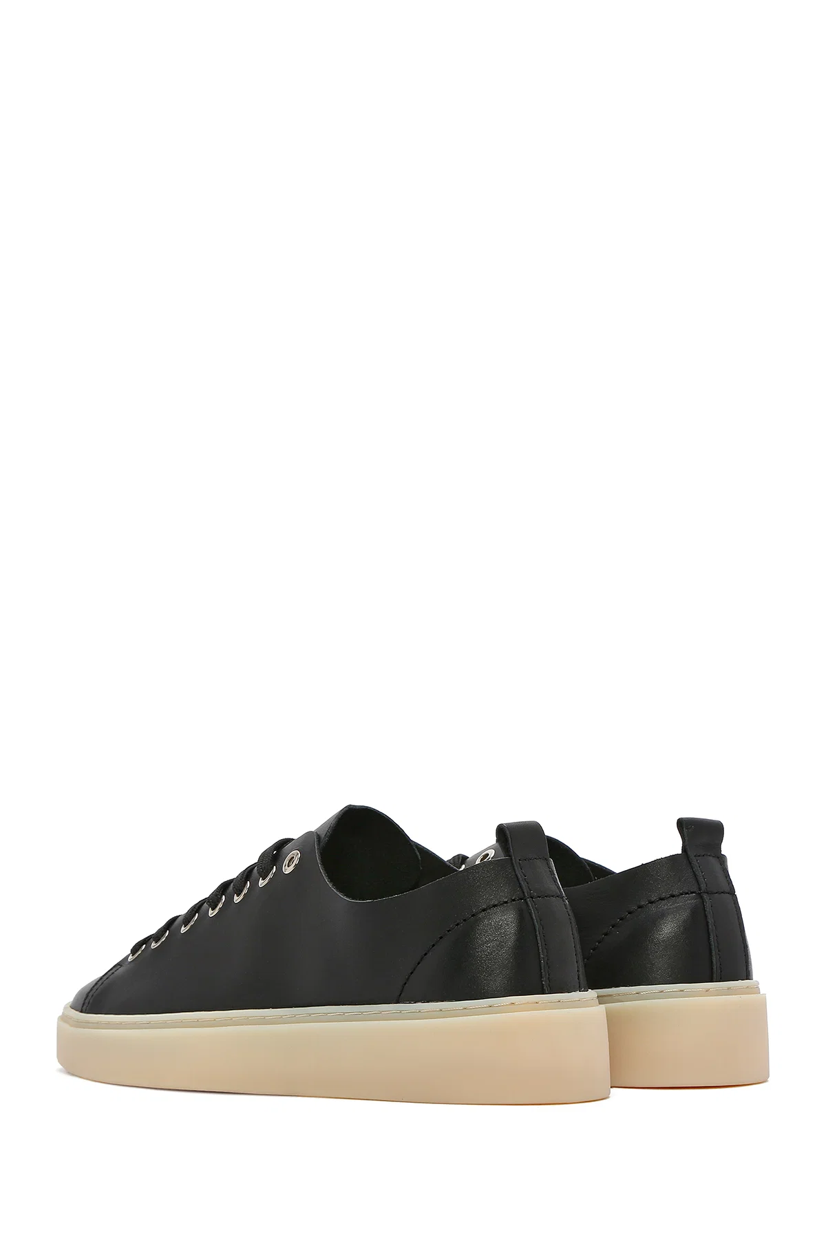 Erkek Siyah Bağcıklı Deri Sneaker - Image 5
