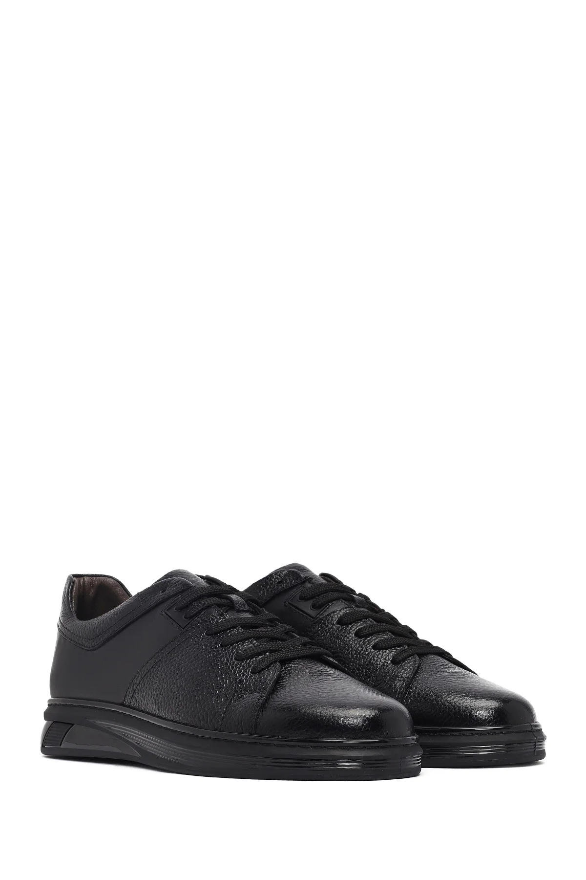 Erkek Siyah Bağcıklı Deri Sneaker - Image 3