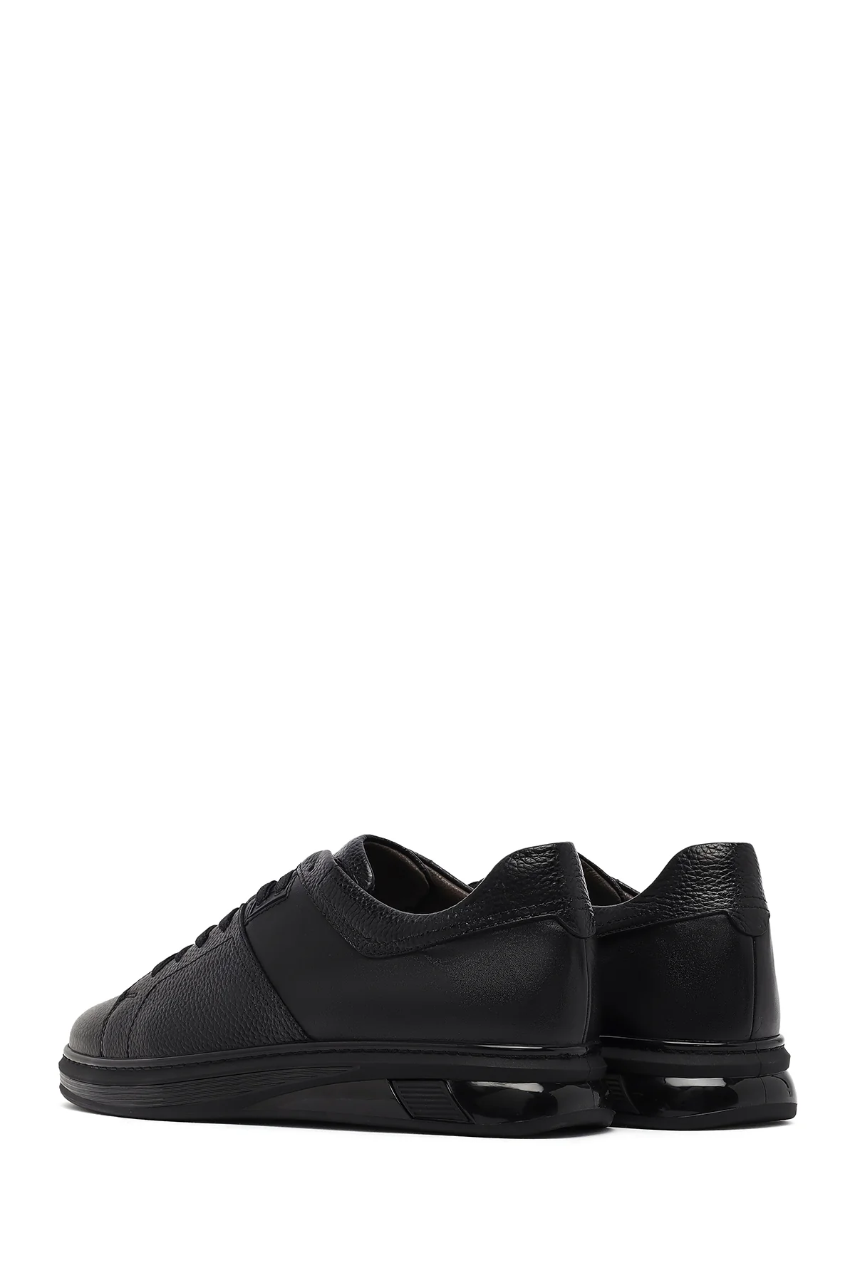 Erkek Siyah Bağcıklı Deri Sneaker - Image 5