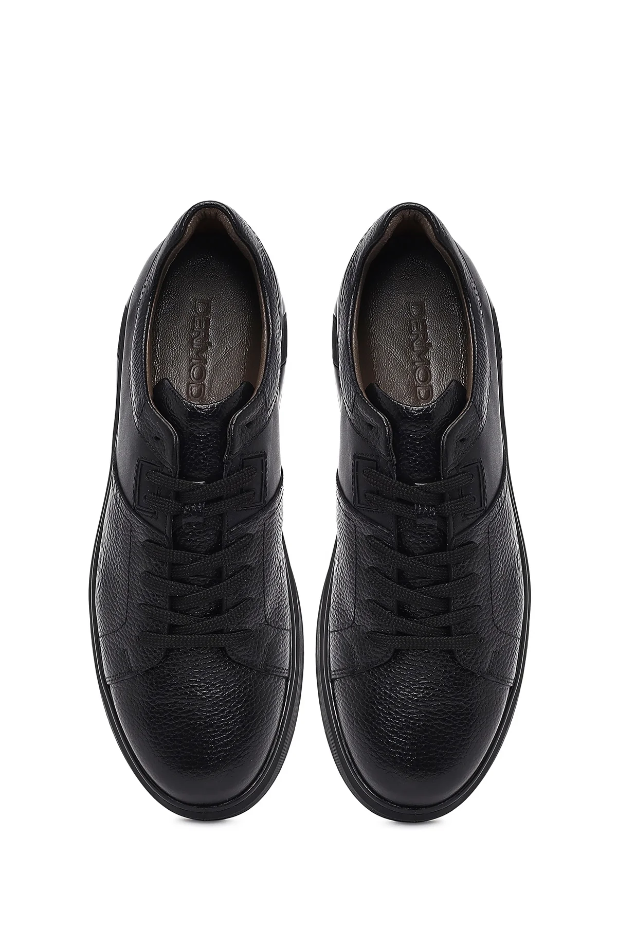 Erkek Siyah Bağcıklı Deri Sneaker - Image 7