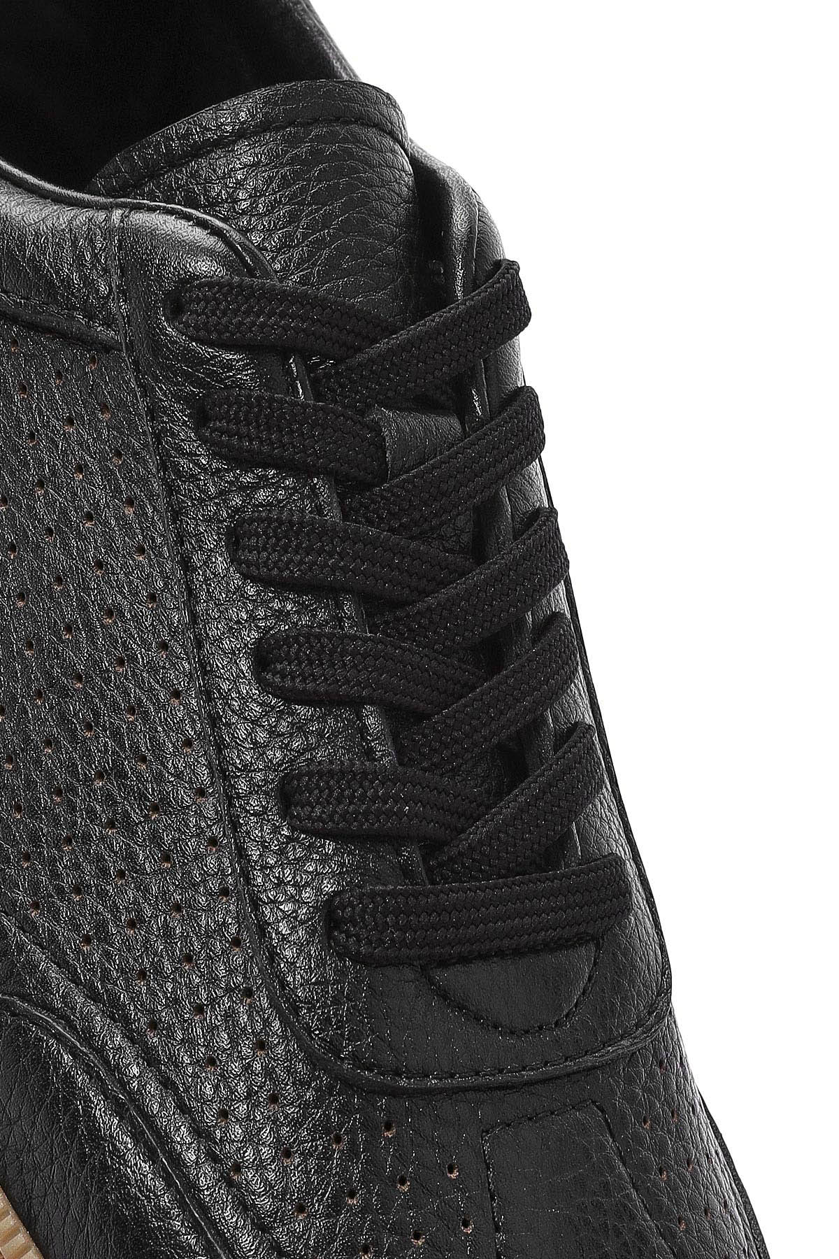 Erkek Siyah Bağcıklı Deri Sneaker - Image 9