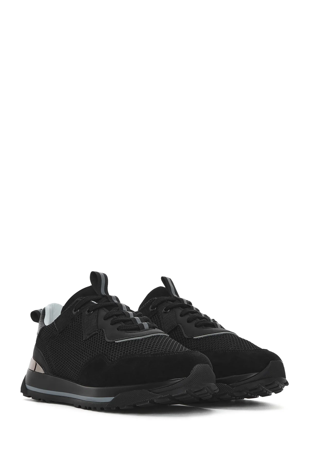 Erkek Siyah Bağcıklı Deri Sneaker - Image 3