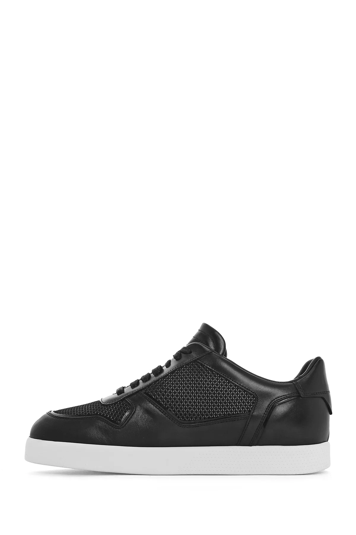 Erkek Siyah Bağcıklı Deri Sneaker - Image 2