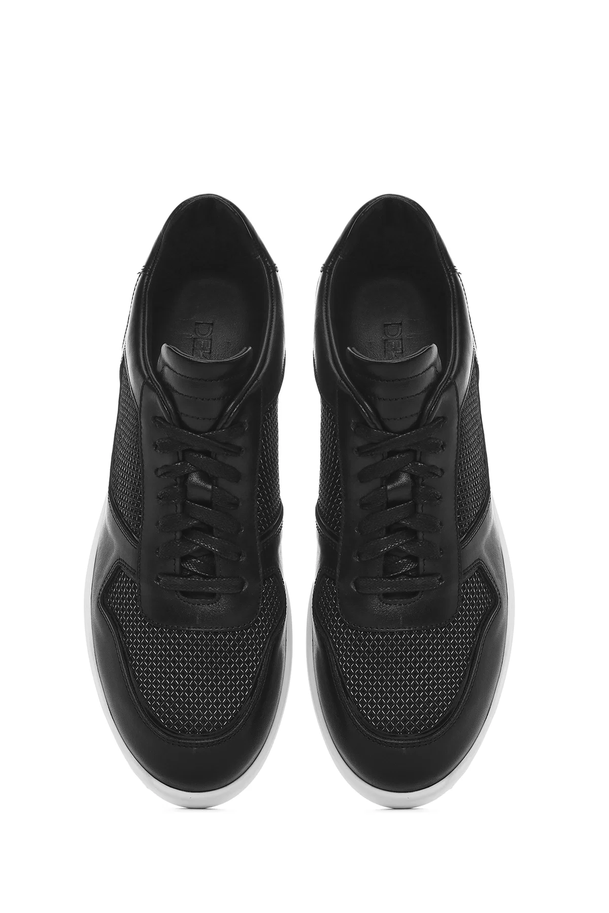 Erkek Siyah Bağcıklı Deri Sneaker - Image 7