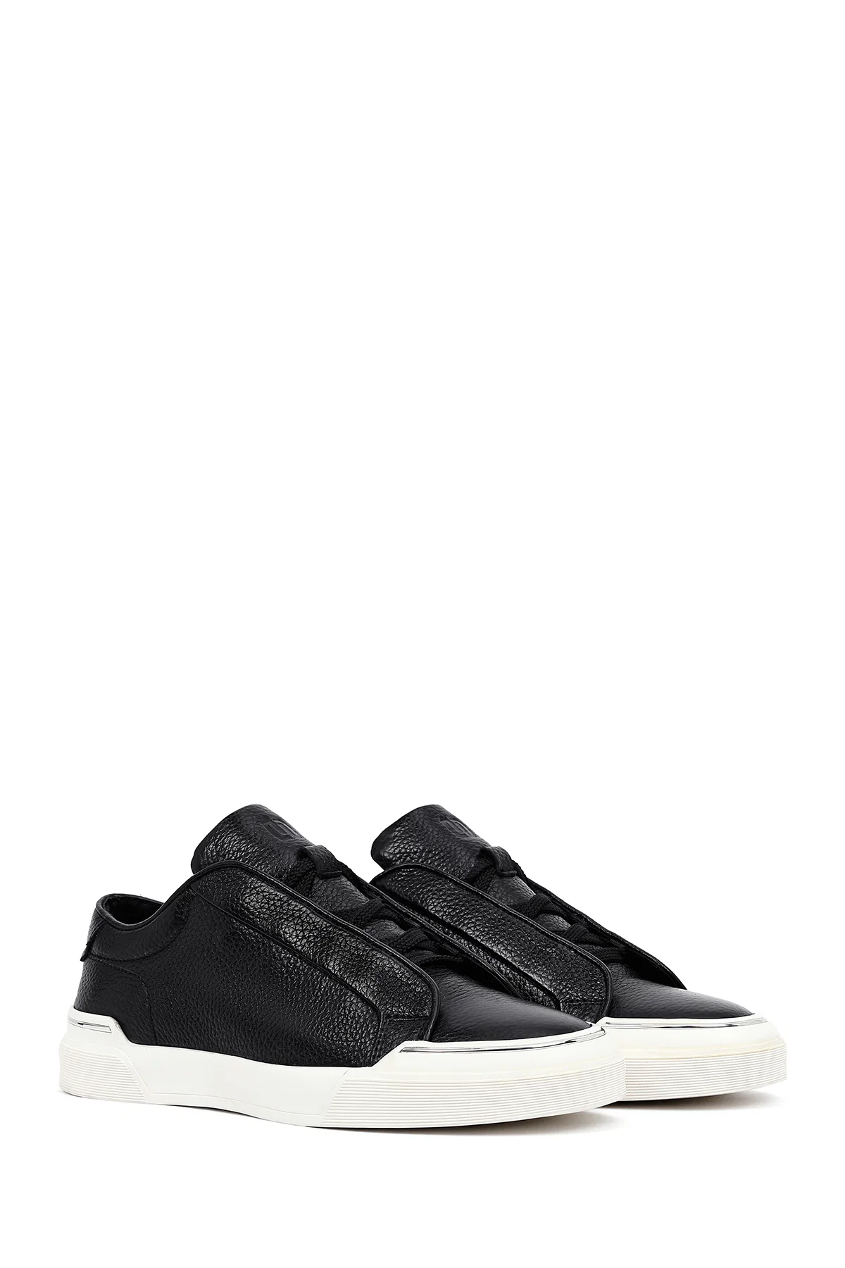 Erkek Siyah Bağcıklı Deri Sneaker - Image 3