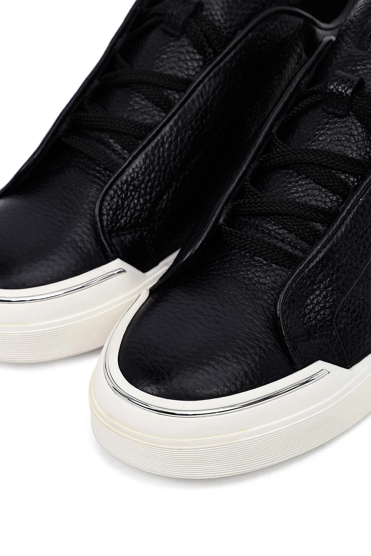 Erkek Siyah Bağcıklı Deri Sneaker - Image 9