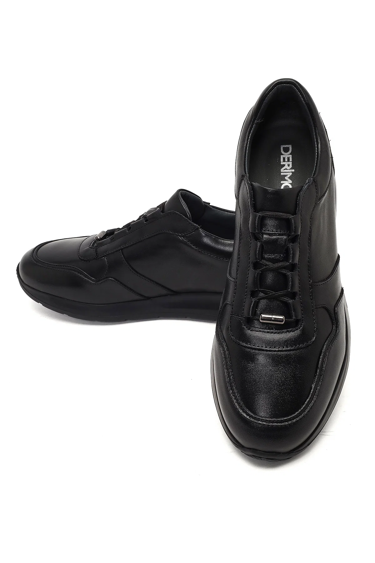 Erkek Siyah Bağcıklı Deri Sneaker - Image 11
