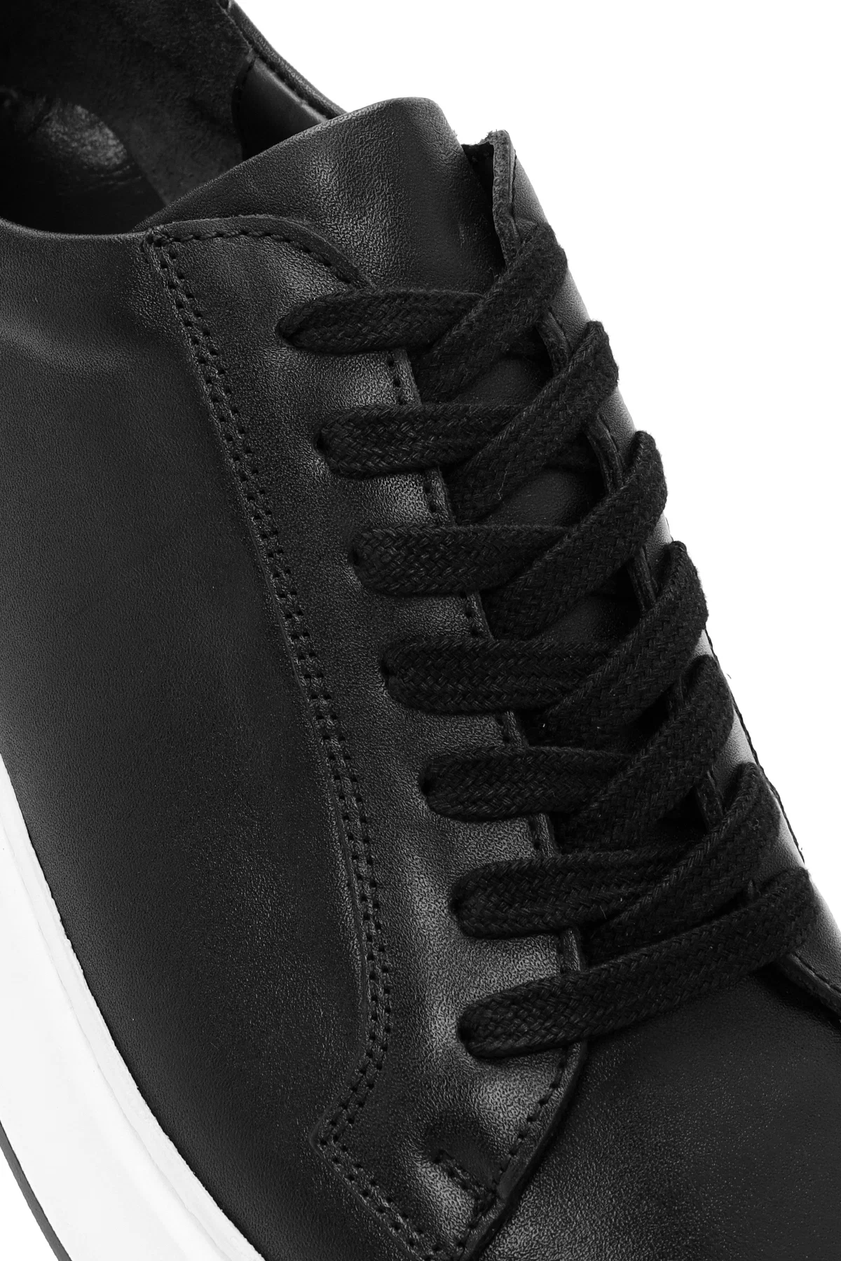 Erkek Siyah Bağcıklı Deri Sneaker - Image 9