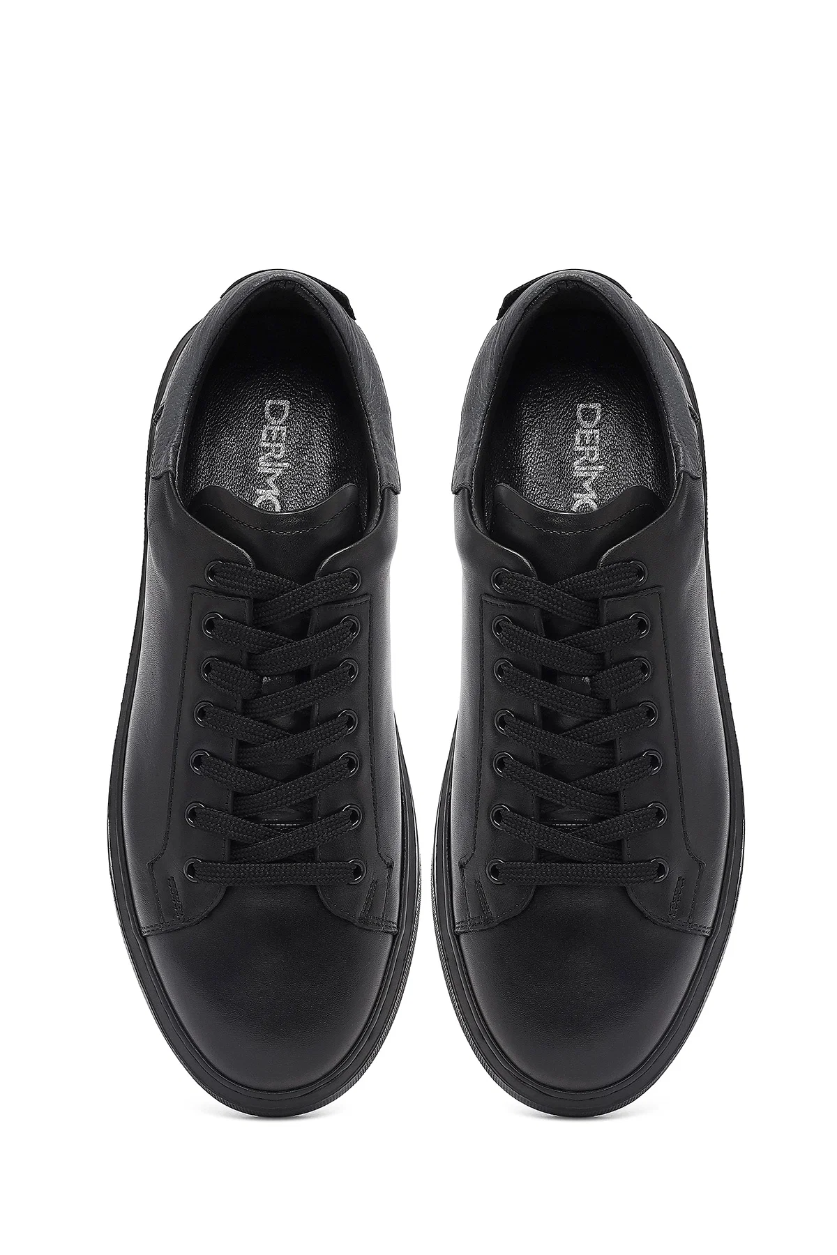 Erkek Siyah Bağcıklı Kalın Tabanlı Deri Sneaker - Image 7