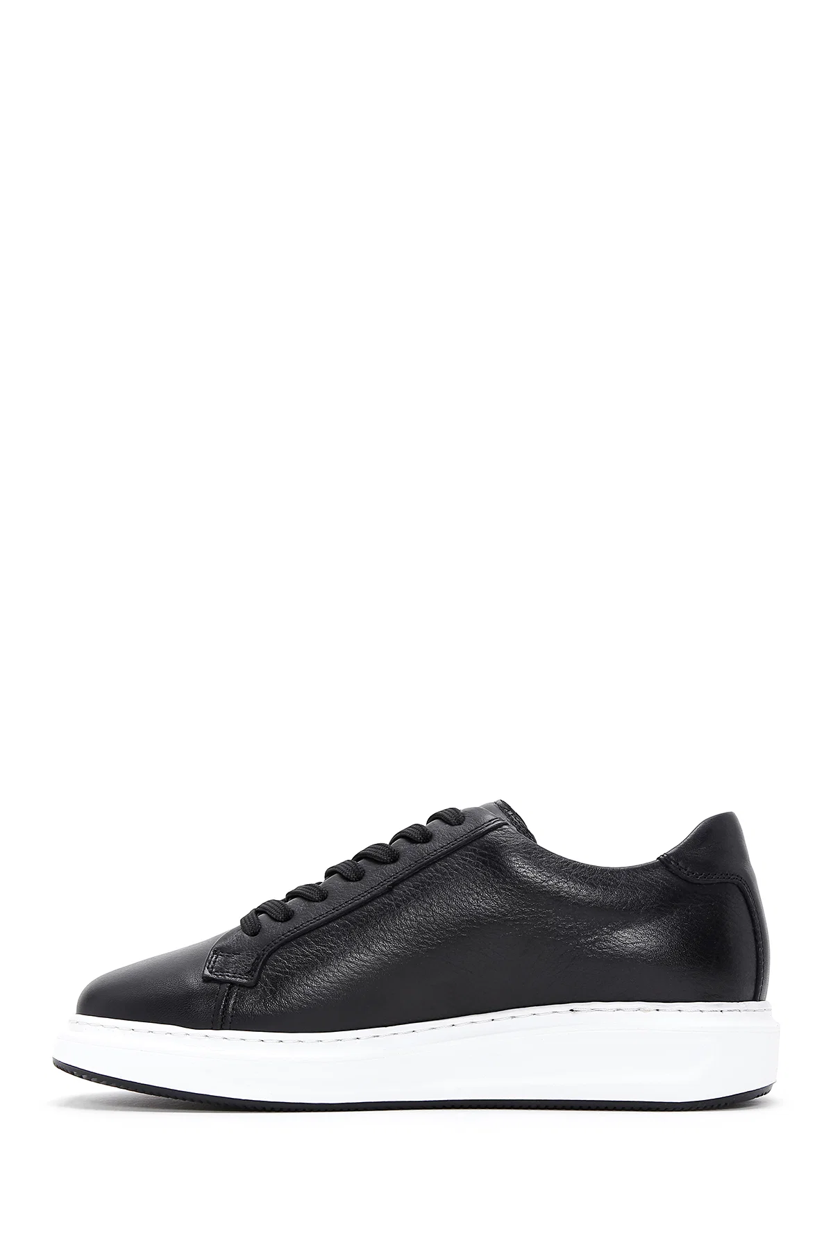 Erkek Siyah Bağcıklı Deri Sneaker - Image 2