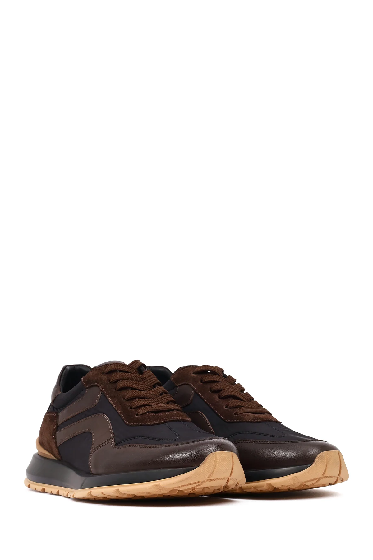 Erkek Siyah Bağcıklı Deri Sneaker - Image 3