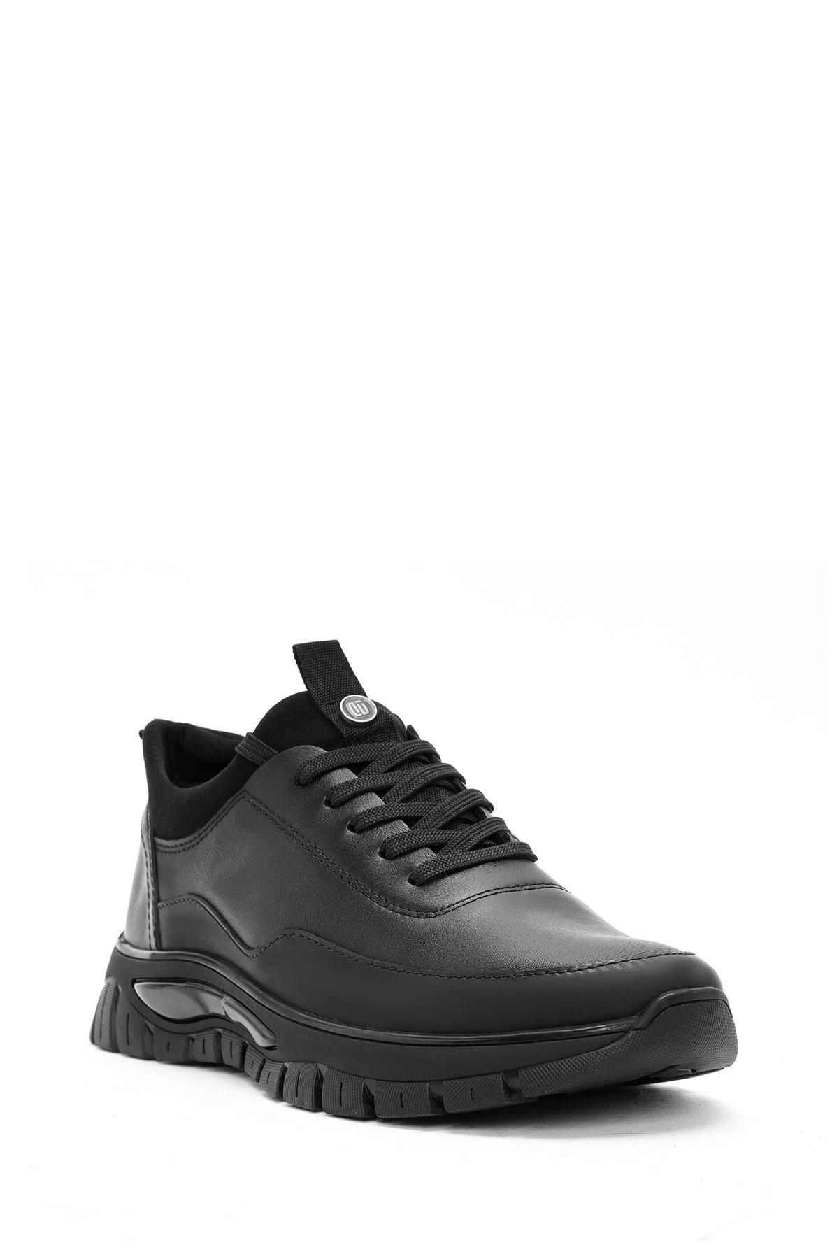 Erkek Siyah Bağcıklı Deri Sneaker - Image 6