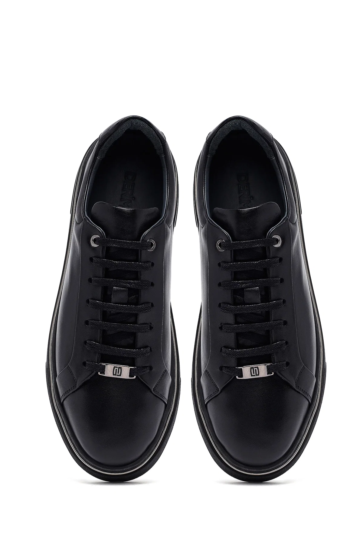 Erkek Siyah Bağcıklı Deri Sneaker - Image 7