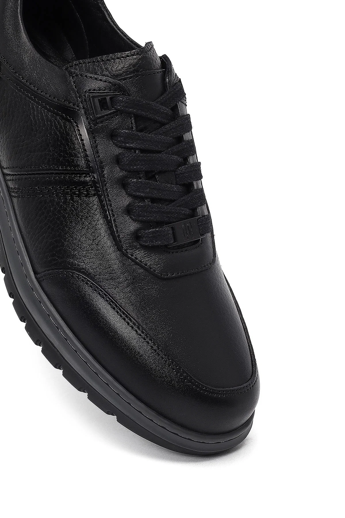 Erkek Siyah Bağcıklı Deri Sneaker - Image 8