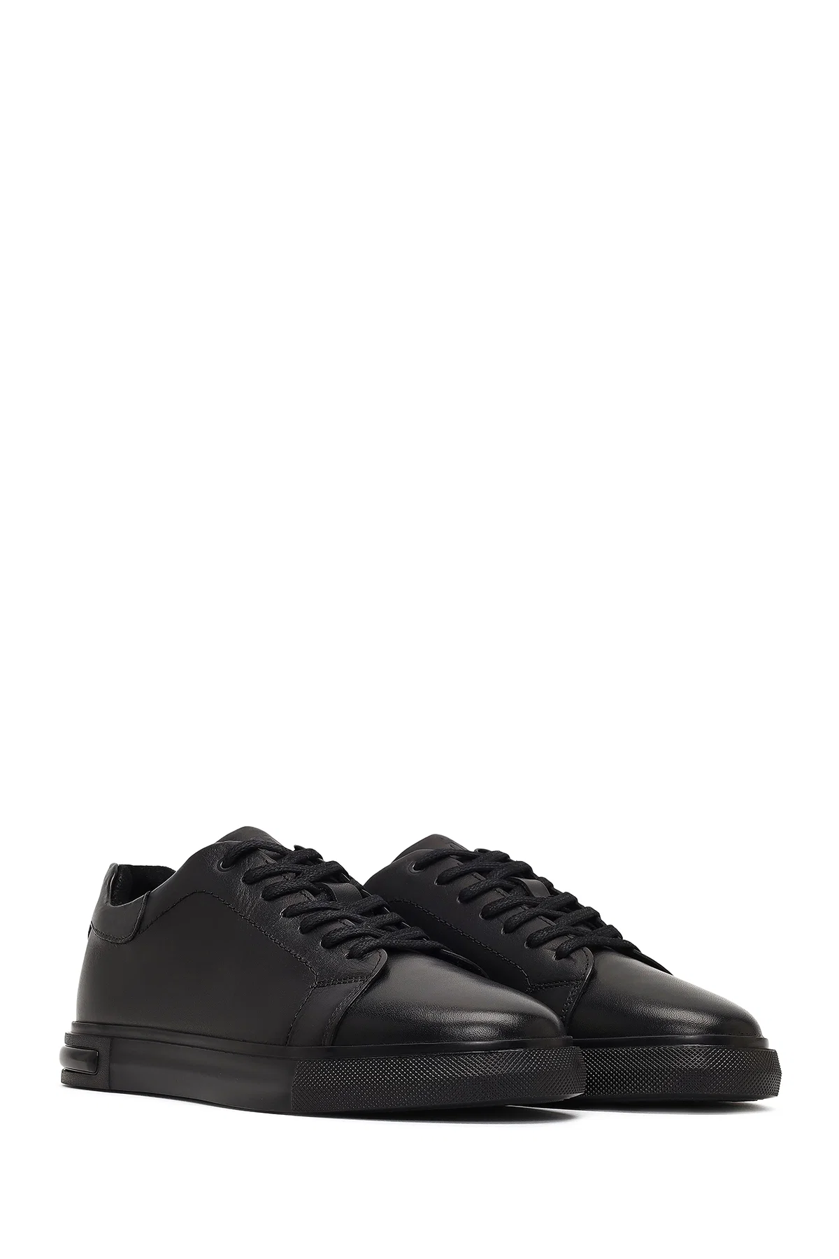 Erkek Siyah Bağcıklı Deri Sneaker - Image 3