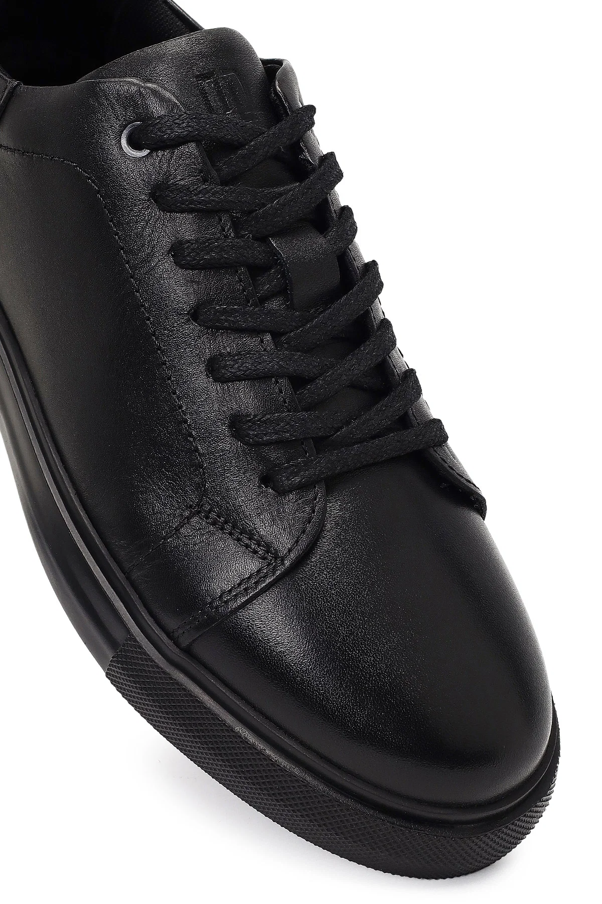 Erkek Siyah Bağcıklı Deri Sneaker - Image 9