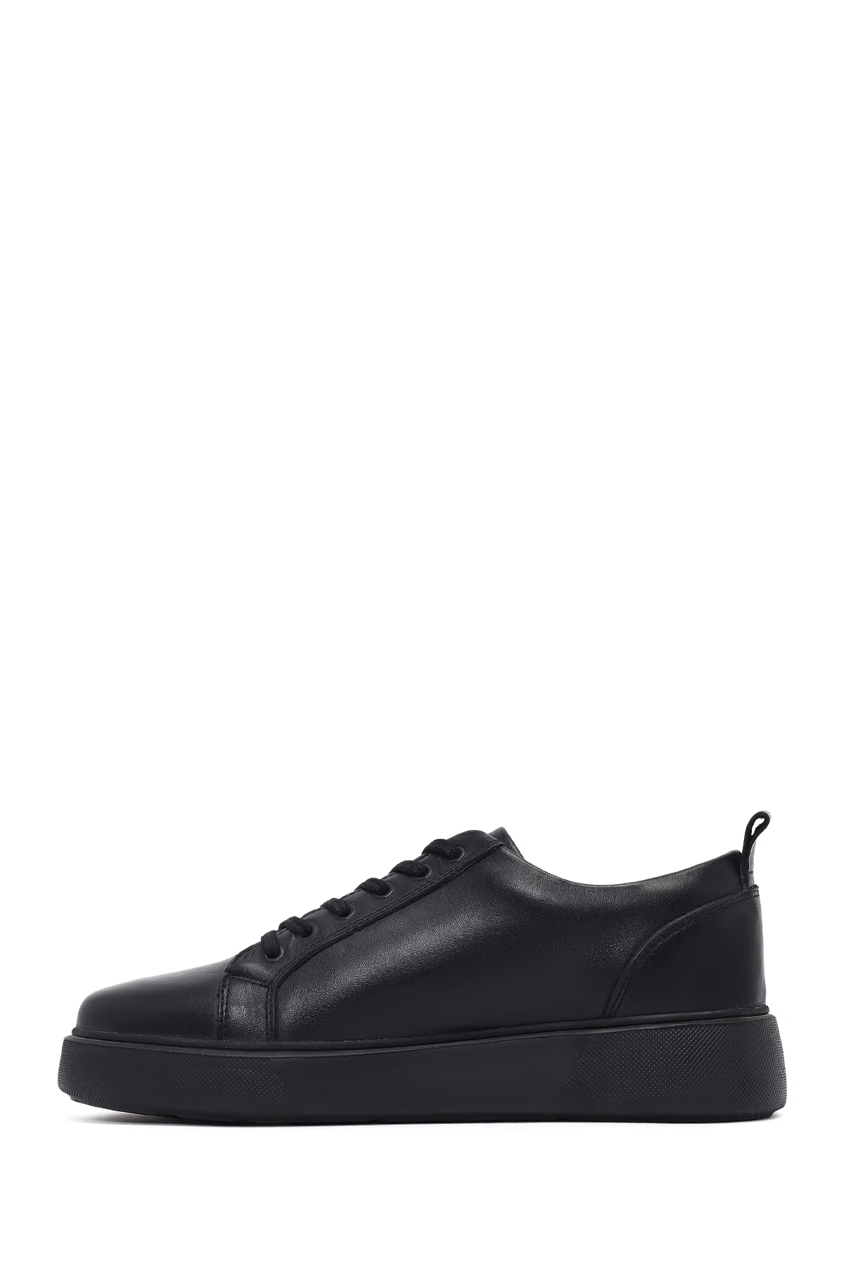 Erkek Siyah Bağcıklı Deri Sneaker - Image 2