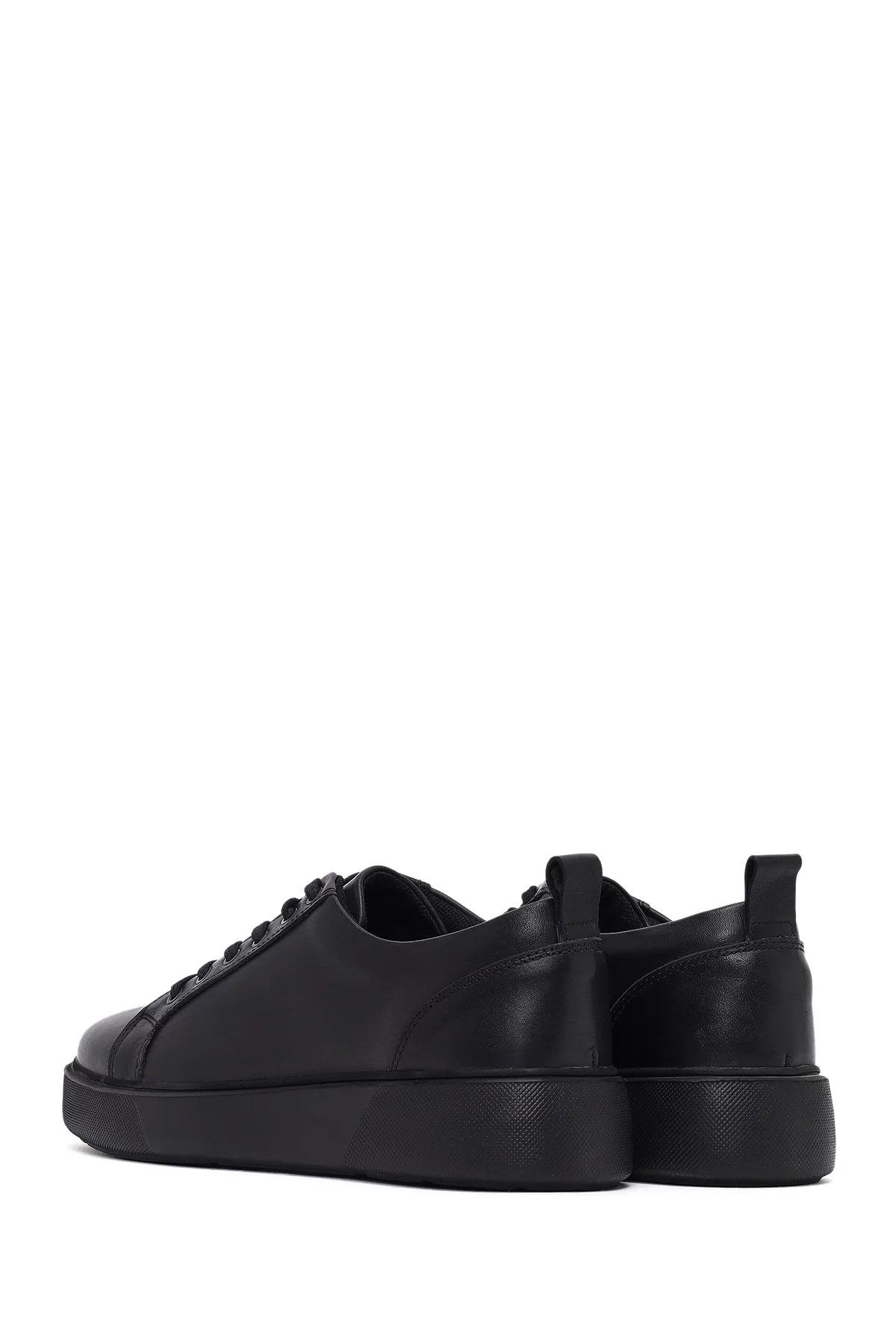 Erkek Siyah Bağcıklı Deri Sneaker - Image 5