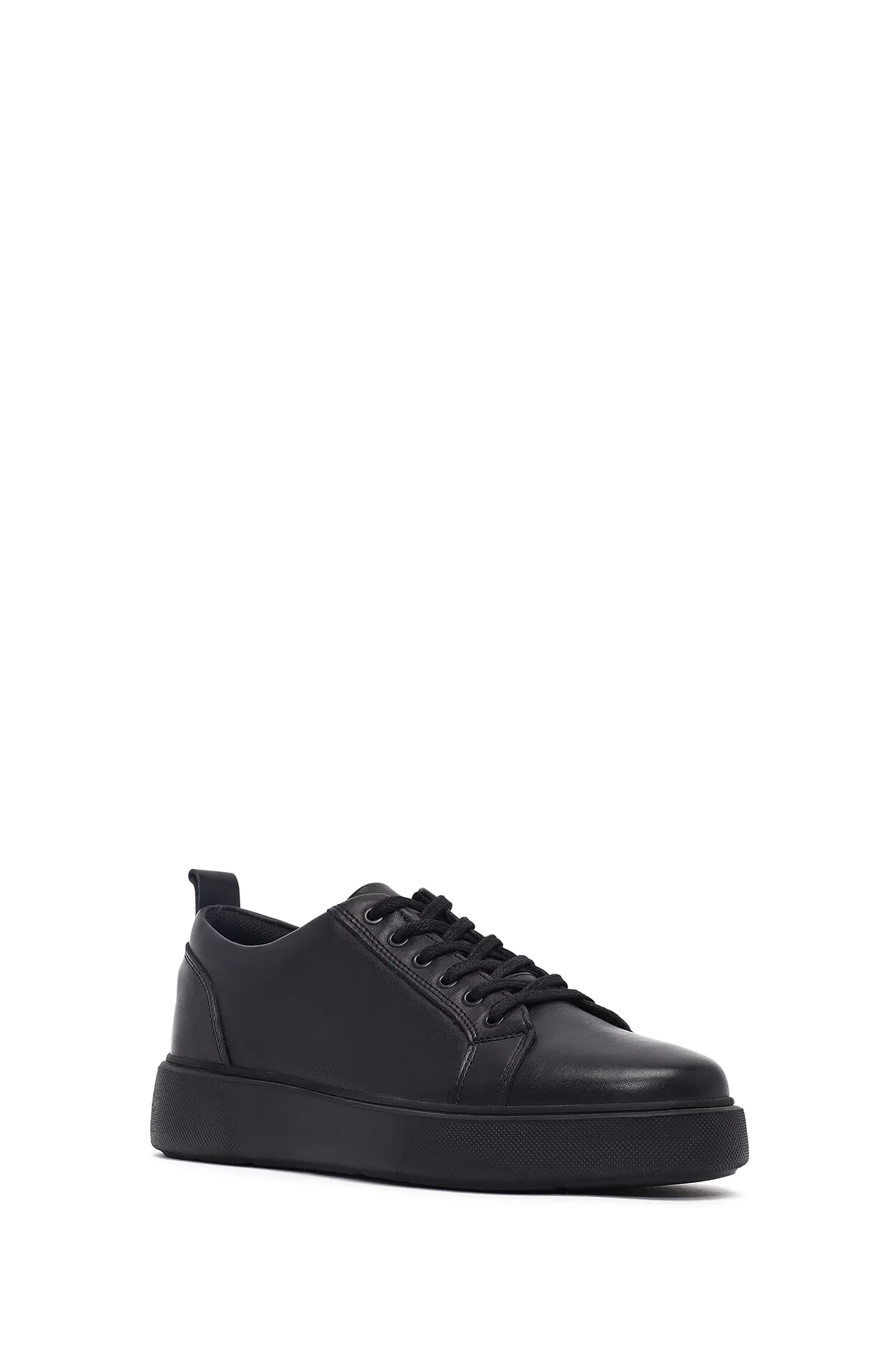 Erkek Siyah Bağcıklı Deri Sneaker - Image 6