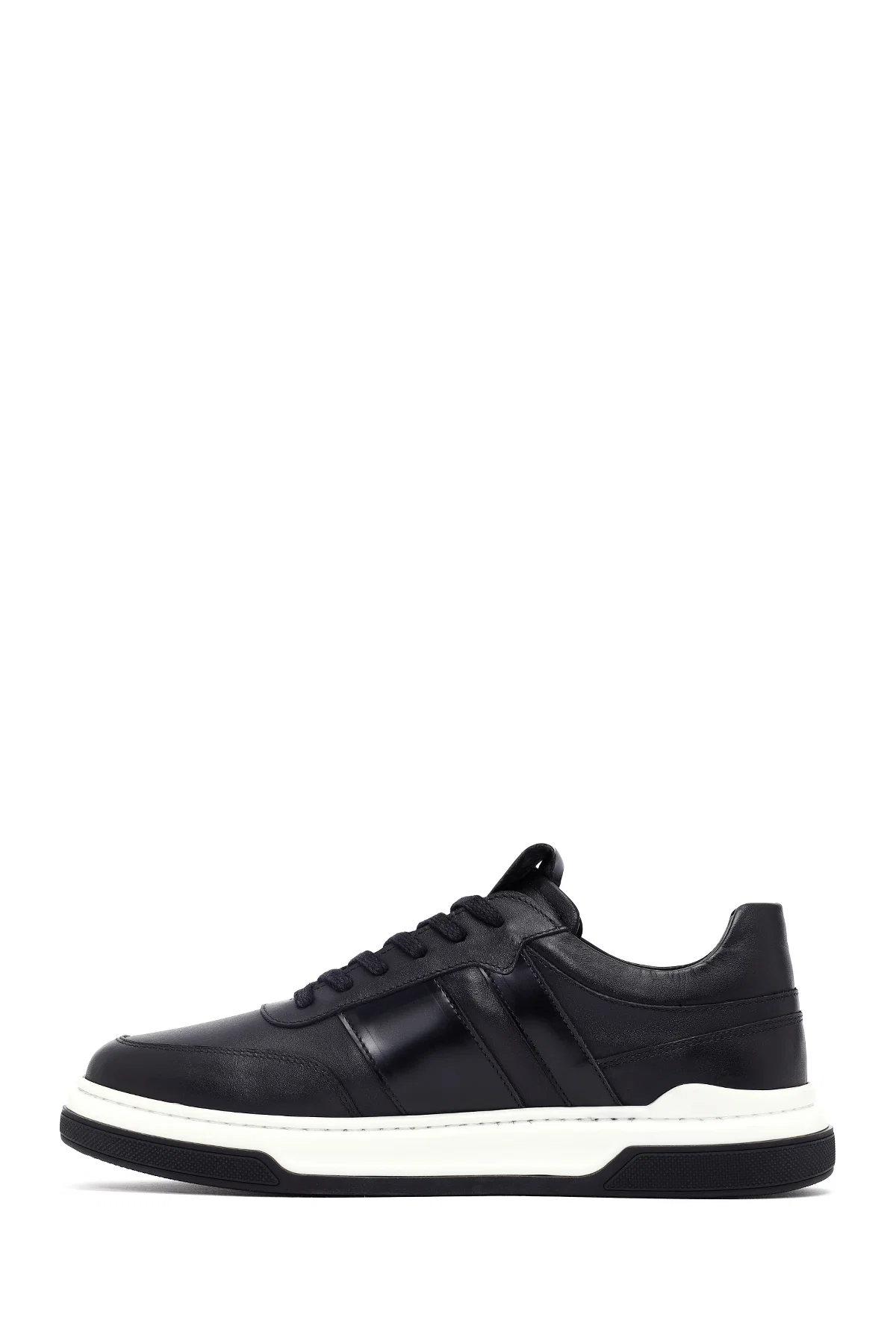 Erkek Siyah Bağcıklı Deri Sneaker - Image 2