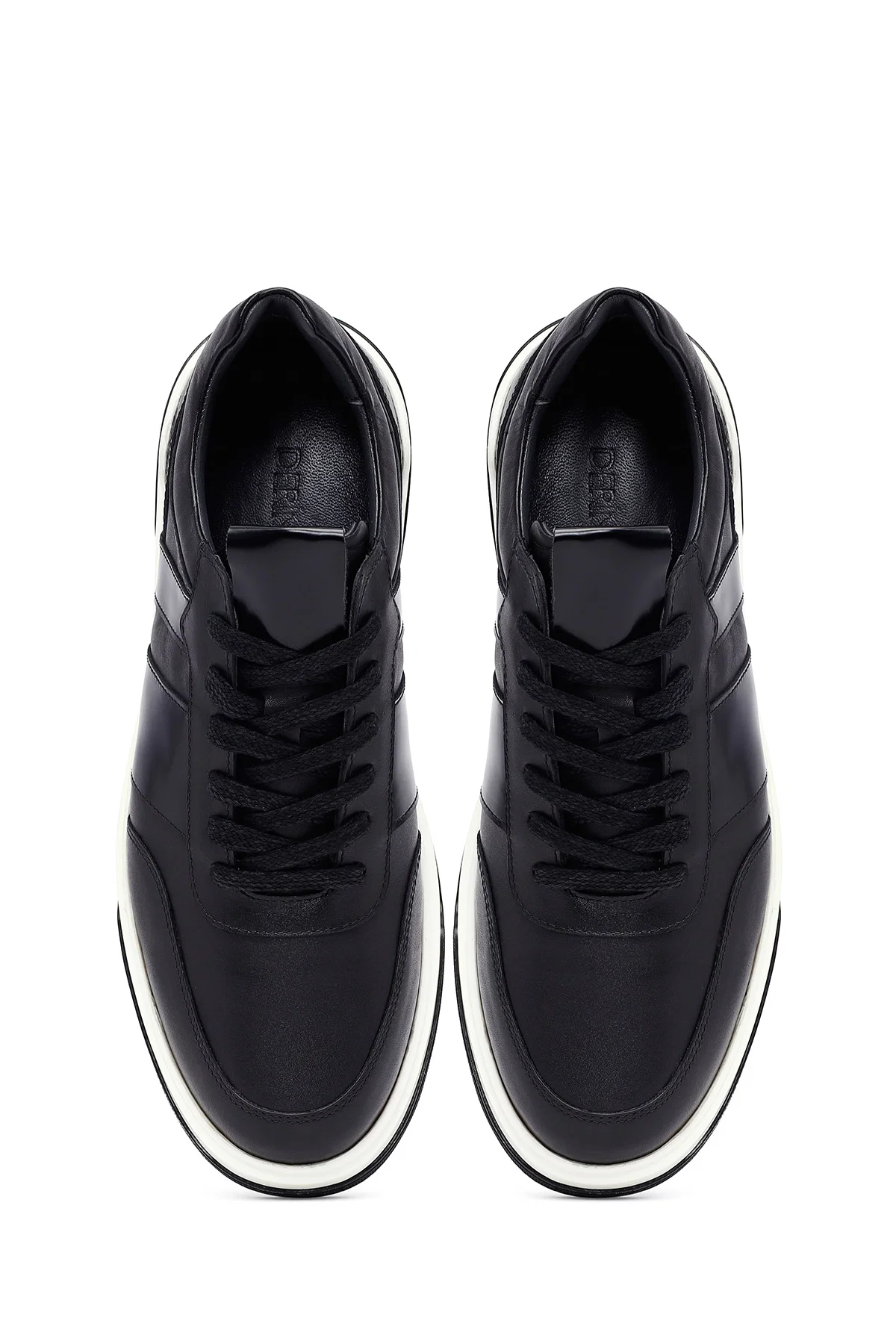 Erkek Siyah Bağcıklı Deri Sneaker - Image 7