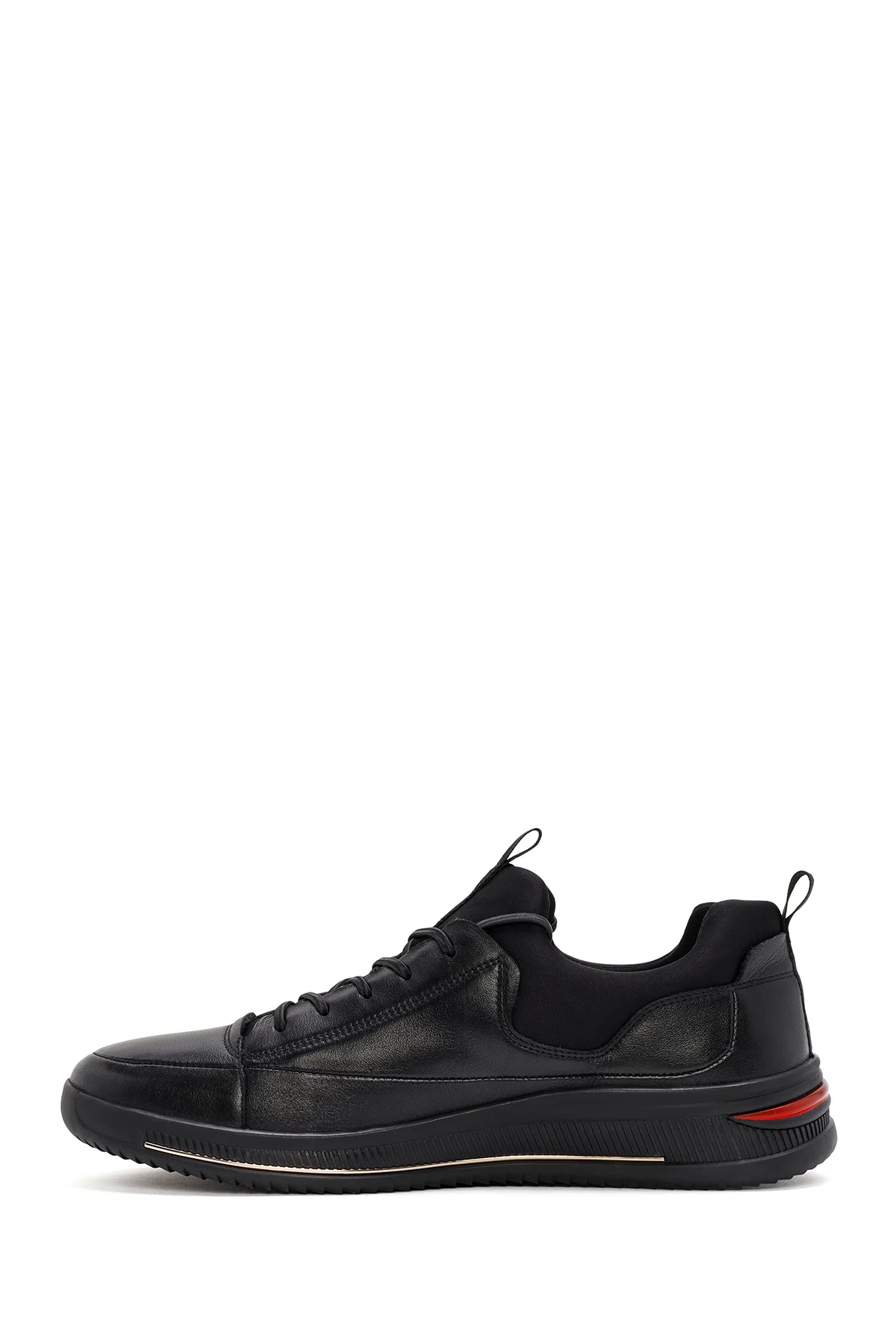 Erkek Siyah Bağcıklı Deri Sneaker - Image 4