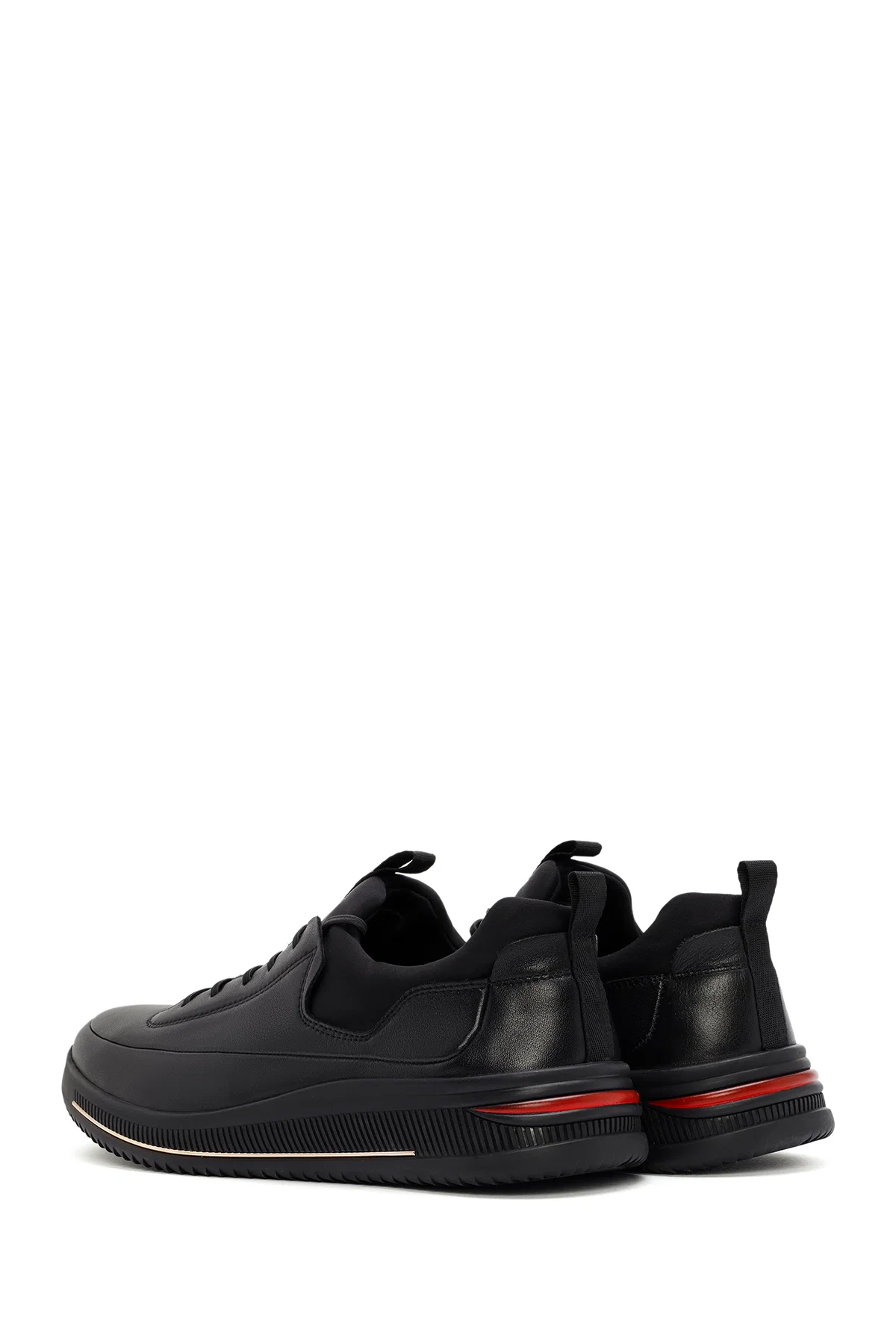 Erkek Siyah Bağcıklı Deri Sneaker - Image 6