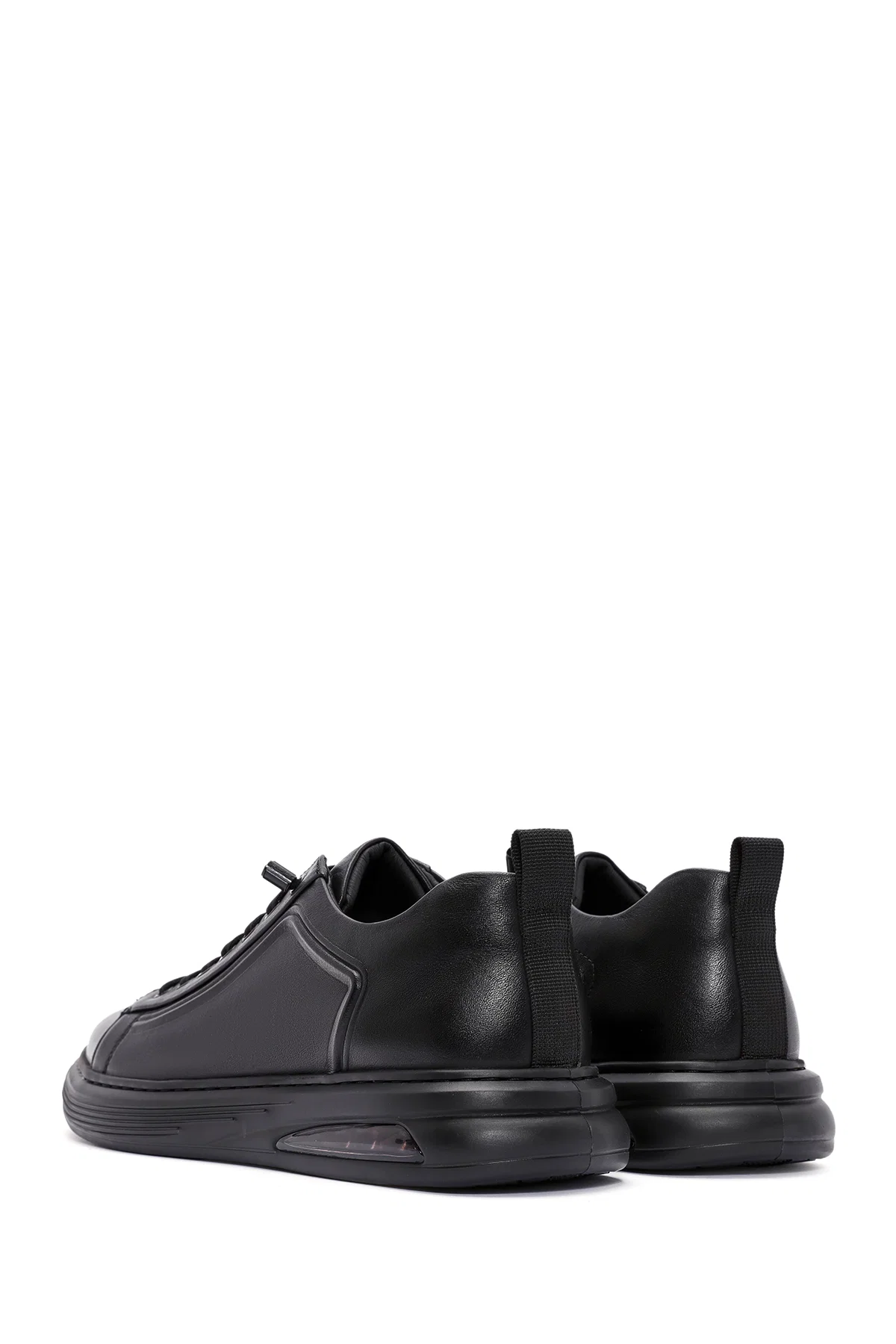 Erkek Siyah Bağcıklı Deri Sneaker - Image 5