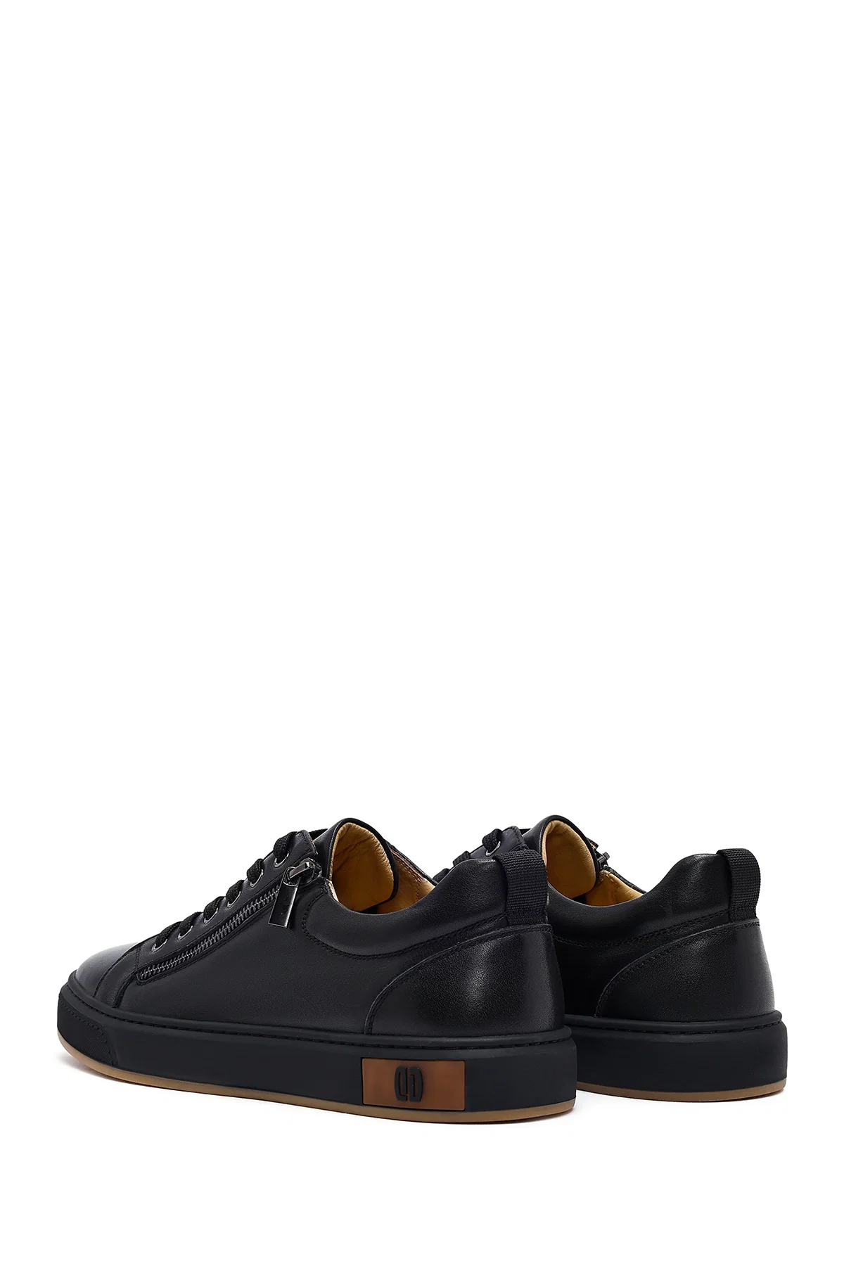 Erkek Siyah Bağcıklı Deri Sneaker - Image 5