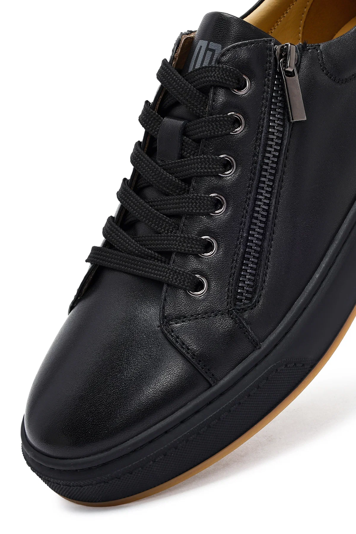 Erkek Siyah Bağcıklı Deri Sneaker - Image 9