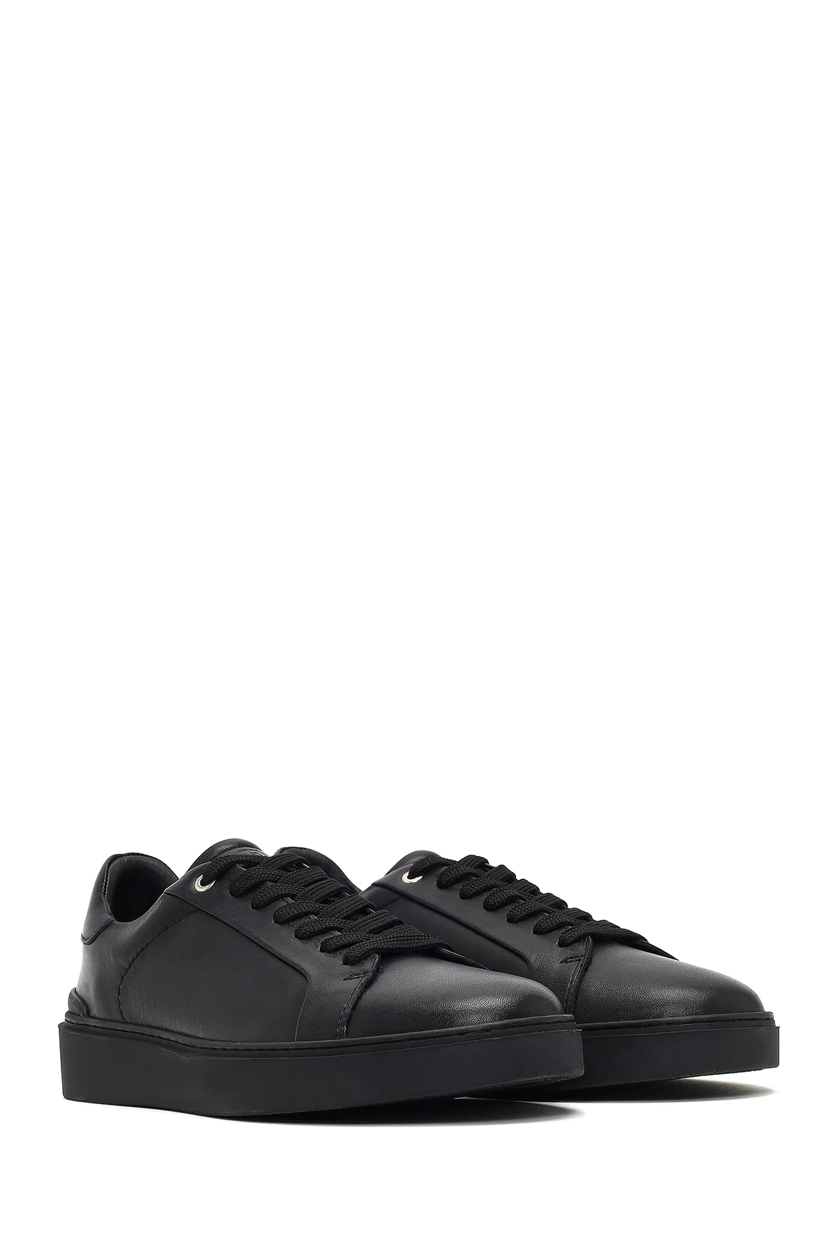Erkek Siyah Bağcıklı Deri Sneaker - Image 3
