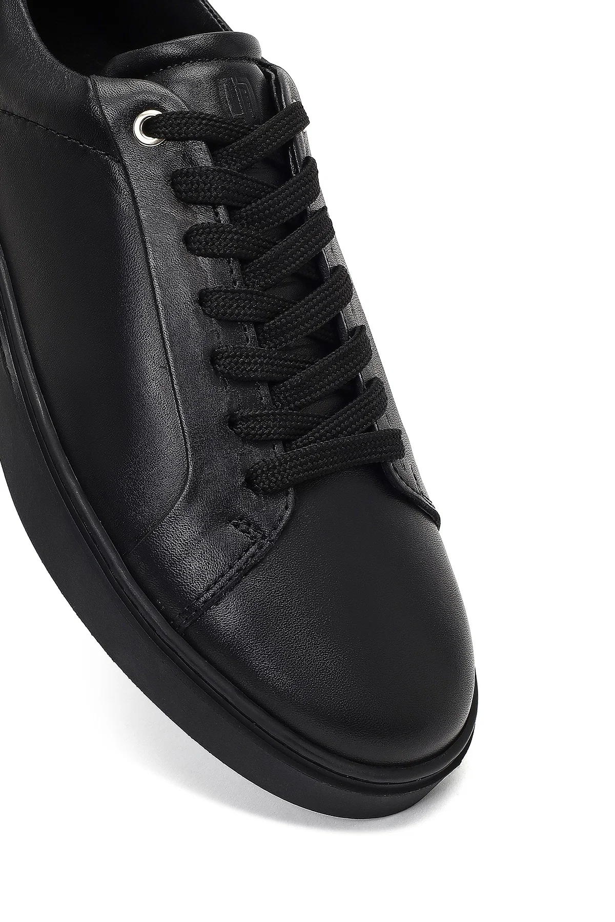 Erkek Siyah Bağcıklı Deri Sneaker - Image 9