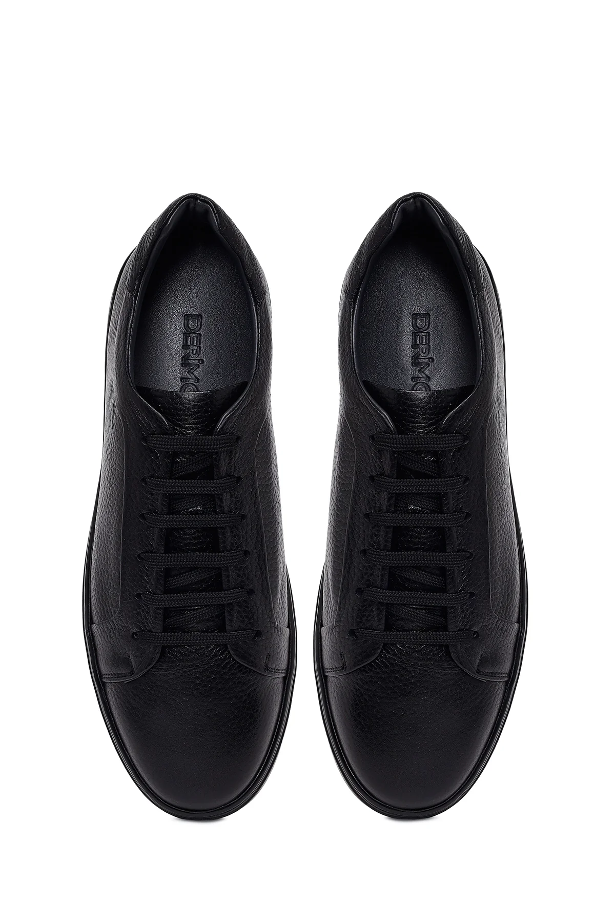 Erkek Siyah Bağcıklı Deri Sneaker - Image 4