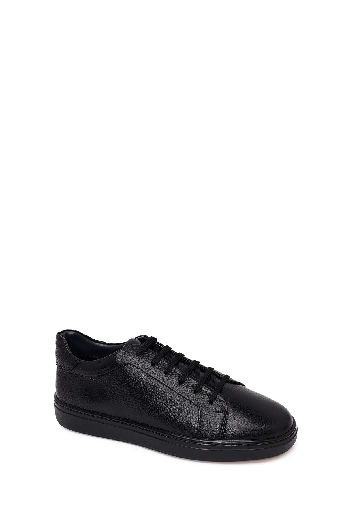 Erkek Siyah Bağcıklı Deri Sneaker - Image 7