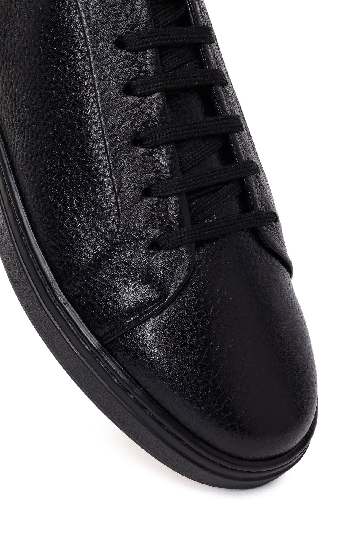 Erkek Siyah Bağcıklı Deri Sneaker - Image 9