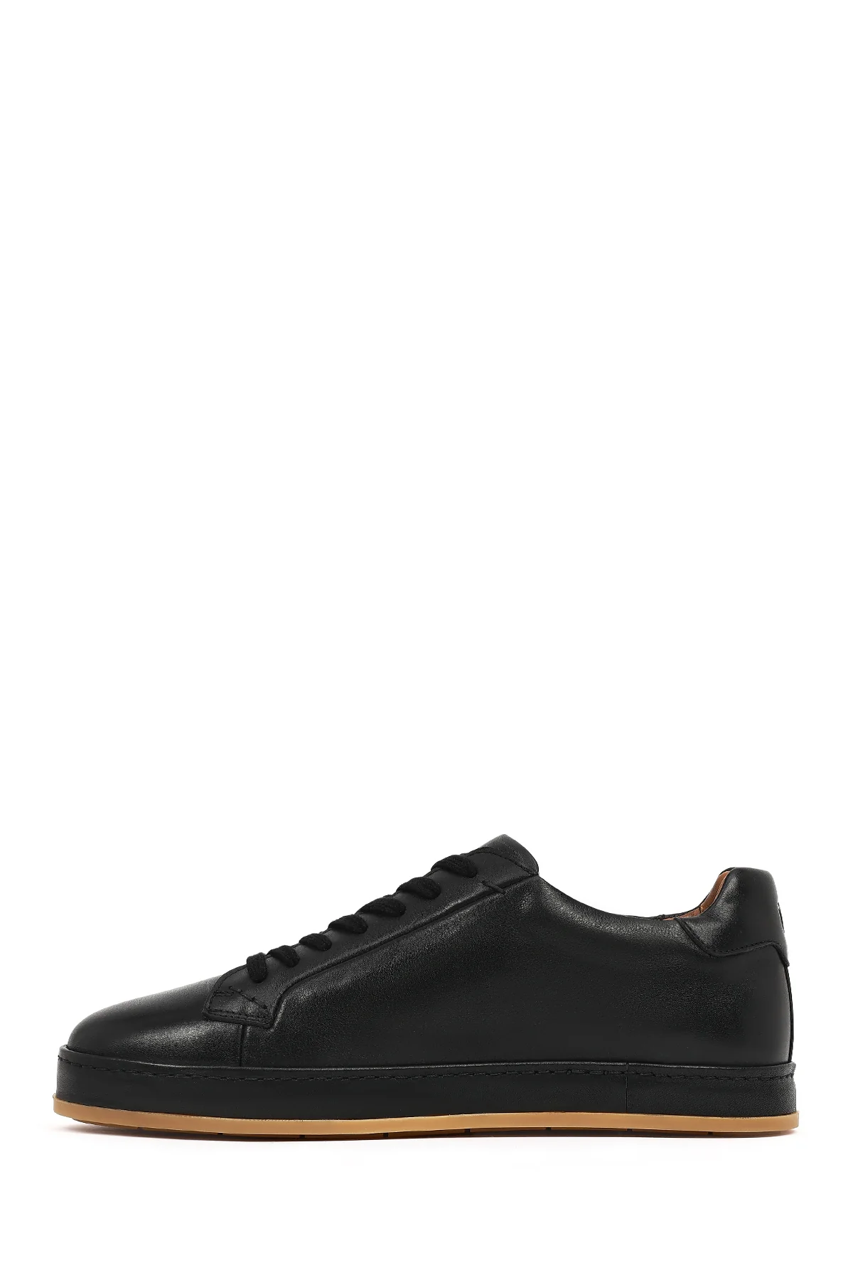 Erkek Siyah Bağcıklı Deri Sneaker - Image 3