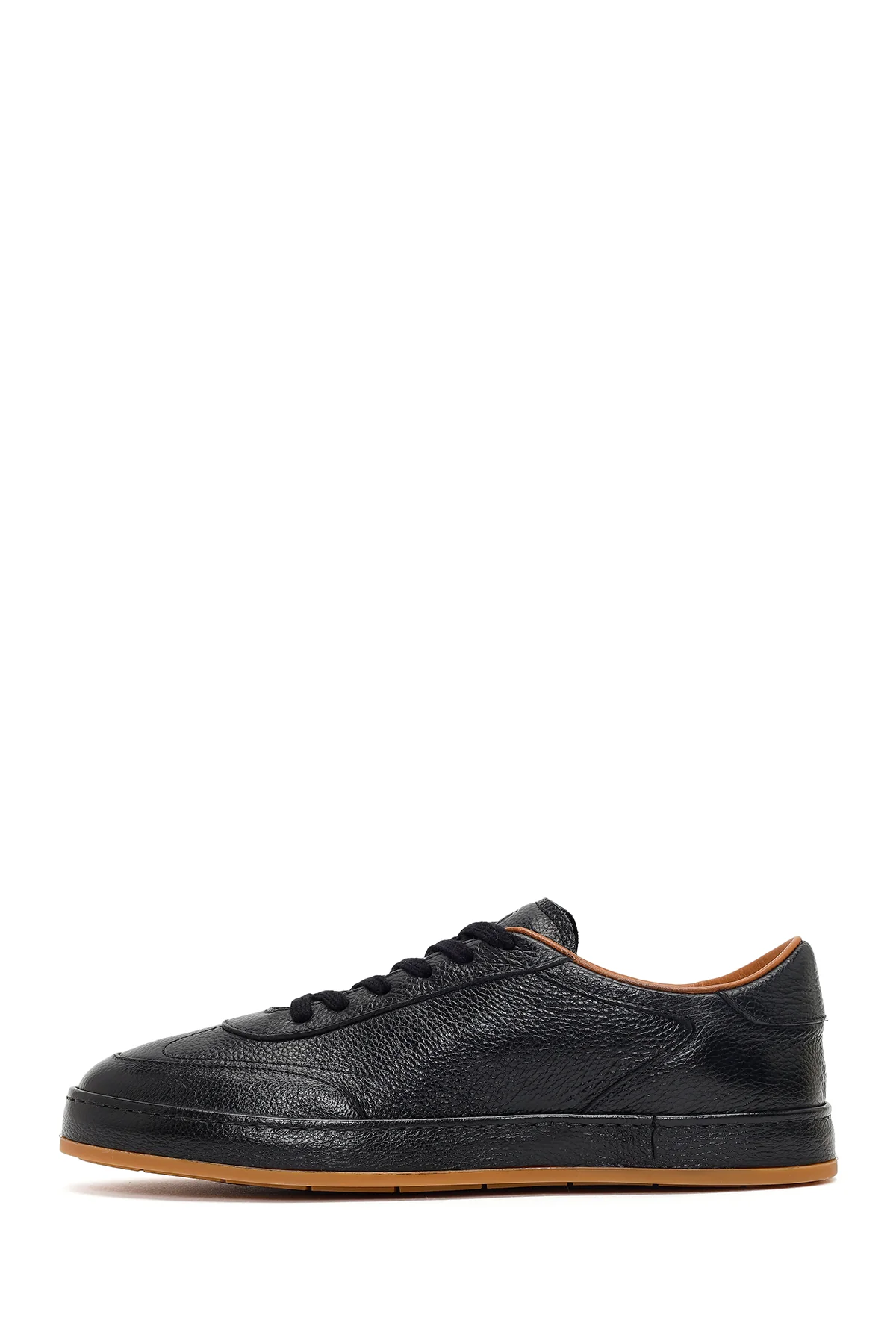 Erkek Siyah Bağcıklı Deri Sneaker - Image 3
