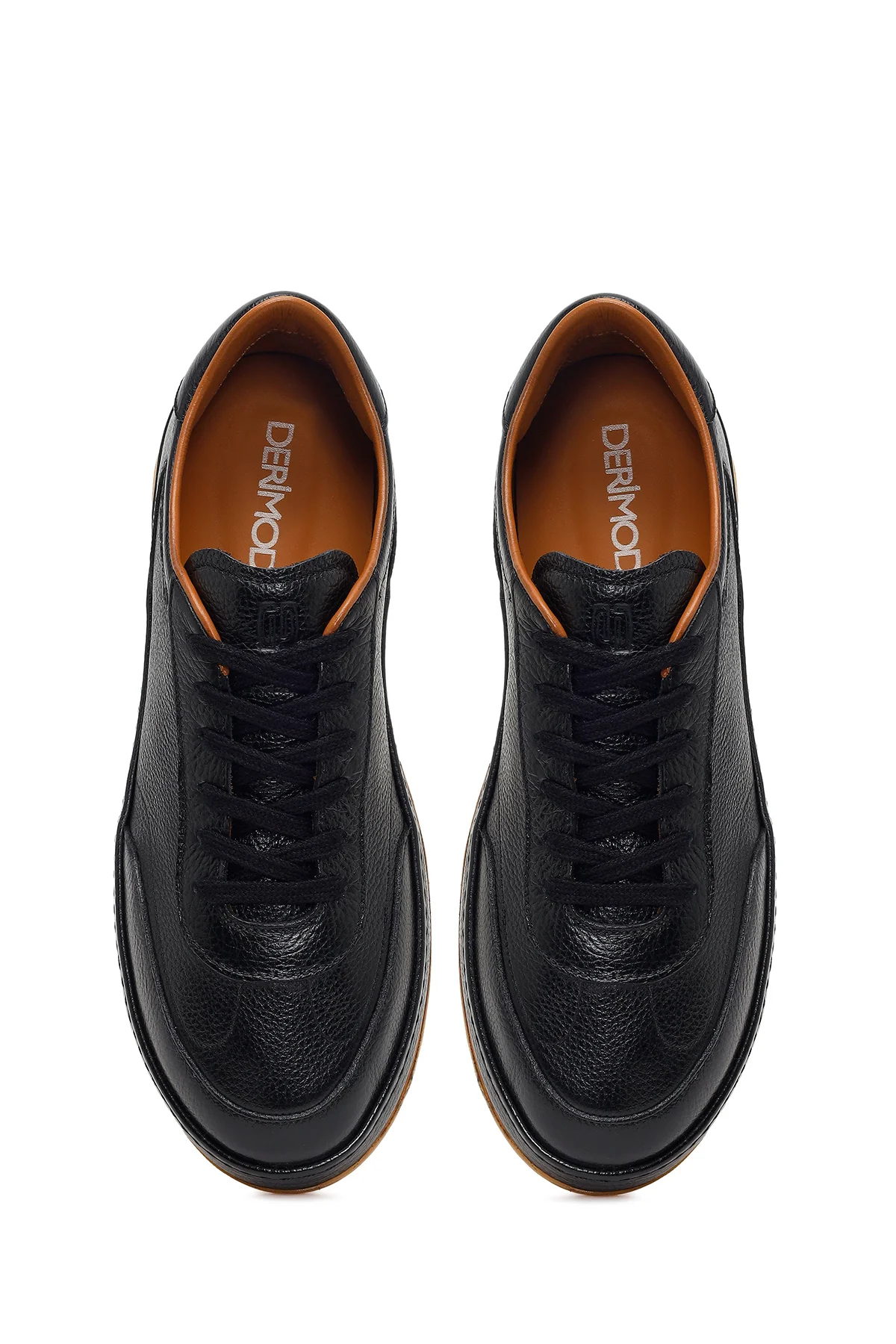Erkek Siyah Bağcıklı Deri Sneaker - Image 4