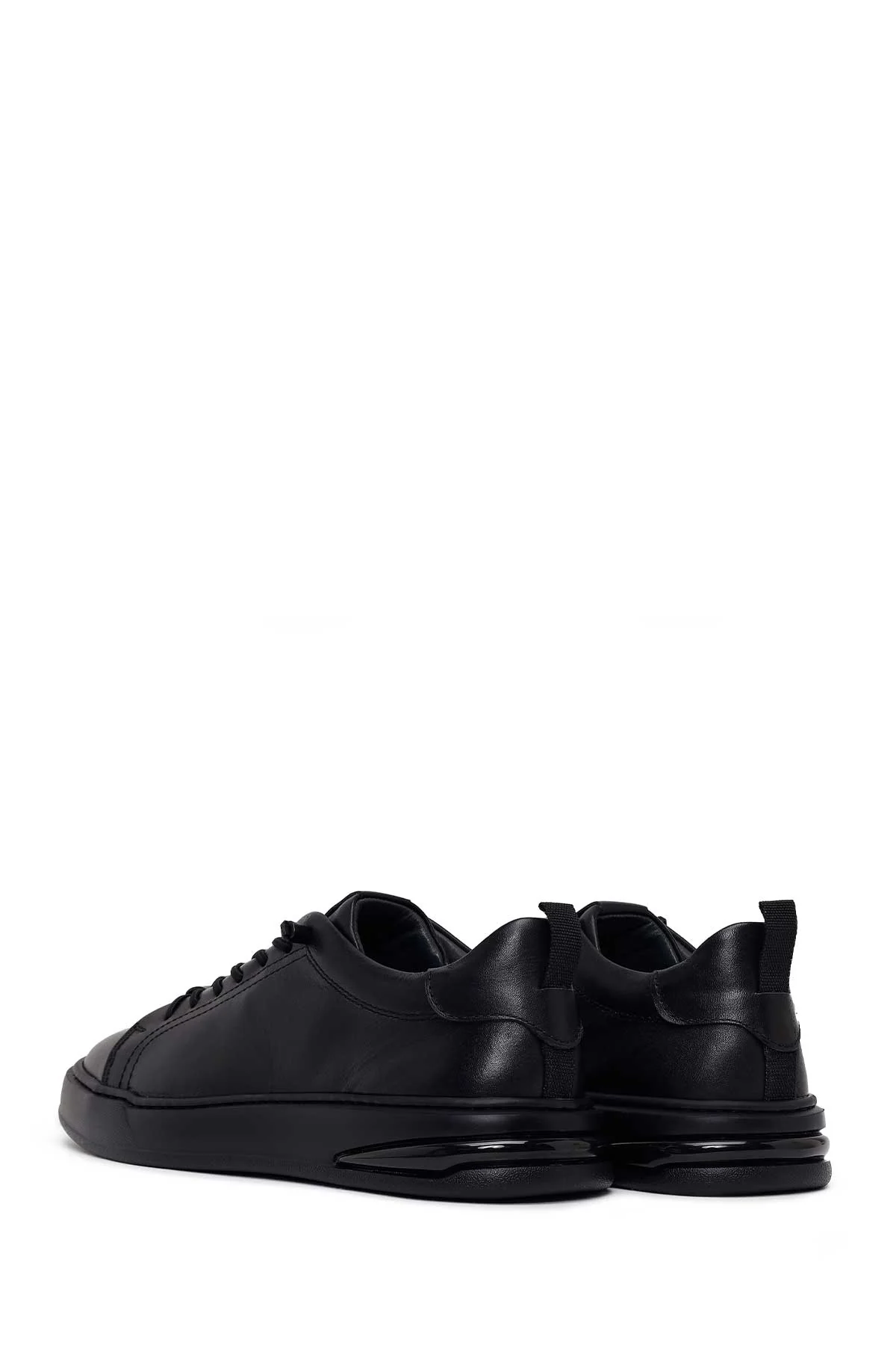 Erkek Siyah Bağcıklı Deri Sneaker - Image 6