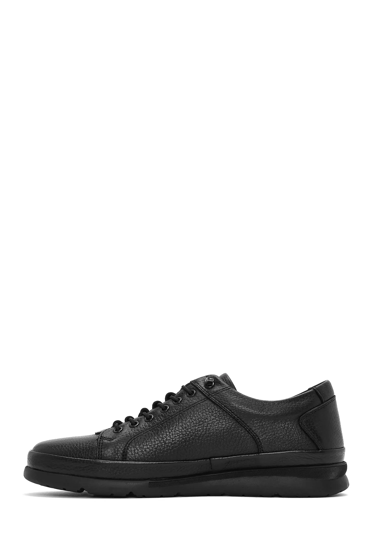 Erkek Siyah Bağcıklı Deri Sneaker - Image 3