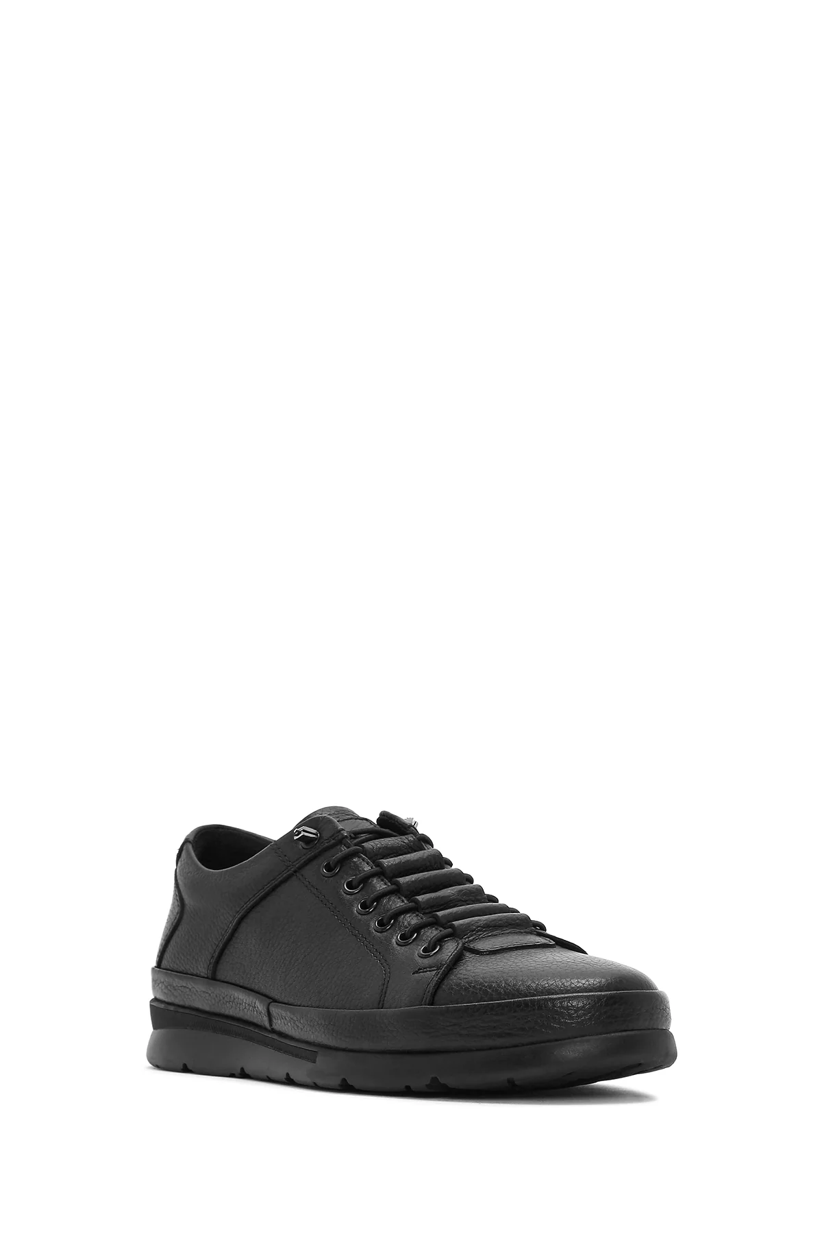 Erkek Siyah Bağcıklı Deri Sneaker - Image 7