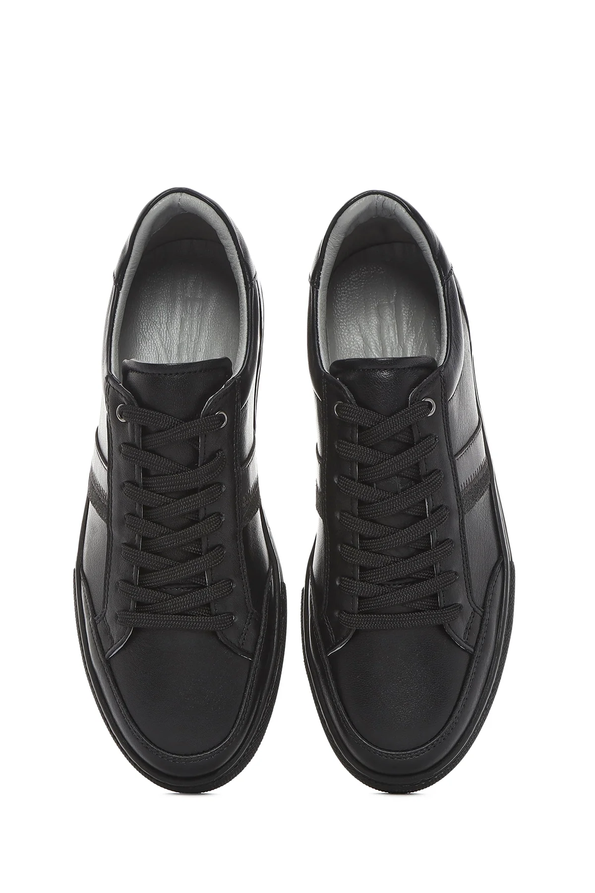 Erkek Siyah Bağcıklı Deri Sneaker - Image 4