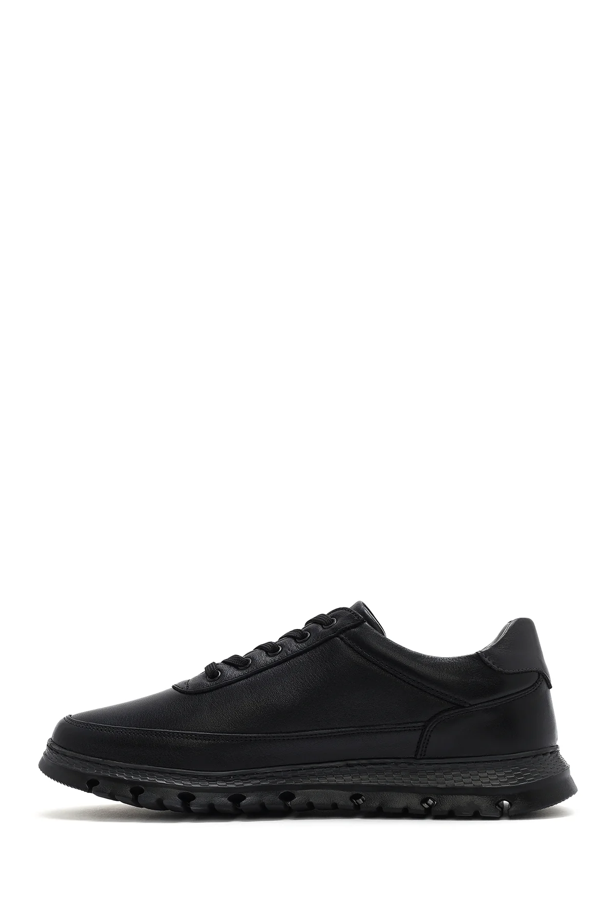 Erkek Siyah Bağcıklı Deri Sneaker - Image 3