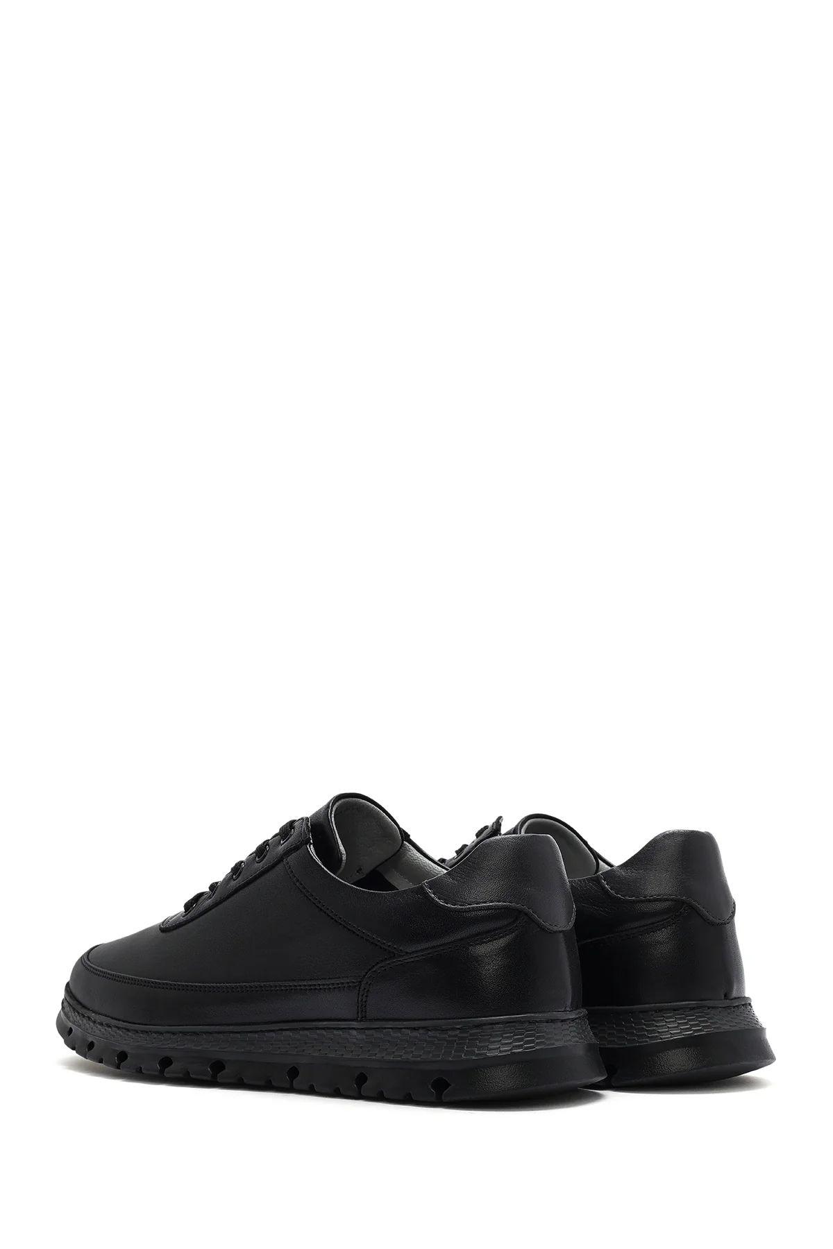 Erkek Siyah Bağcıklı Deri Sneaker - Image 6