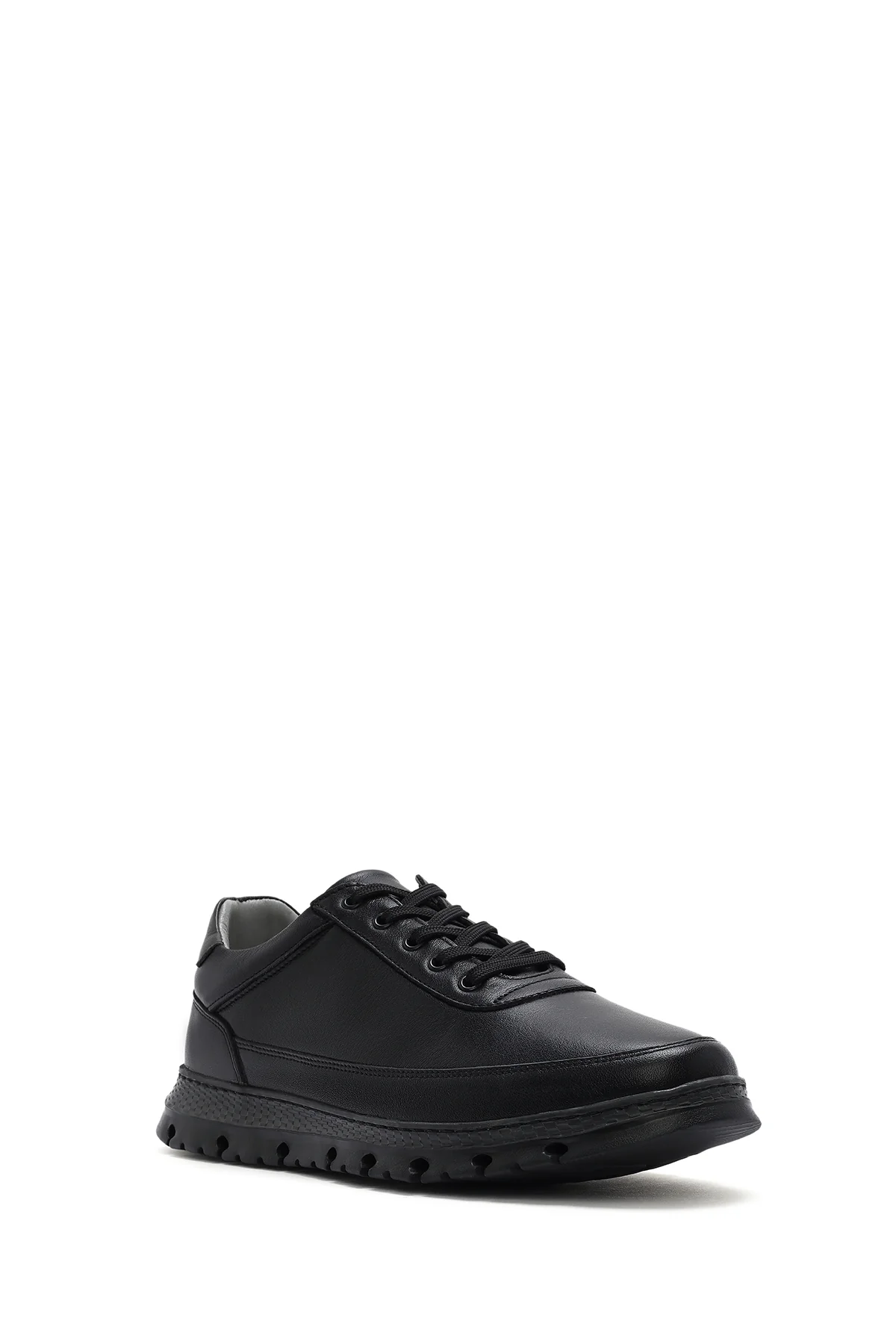Erkek Siyah Bağcıklı Deri Sneaker - Image 7